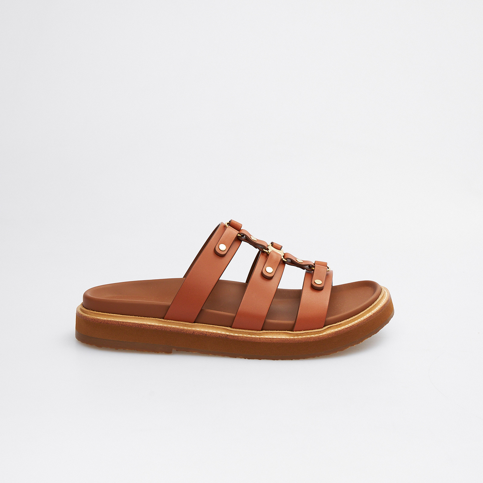 Сандалии коричневого цвета Celine - фото из каталога магазина брендовой одежды Second Friend Store Сандалии Celine - купить оригинал в секонд-хенде SFS - 1