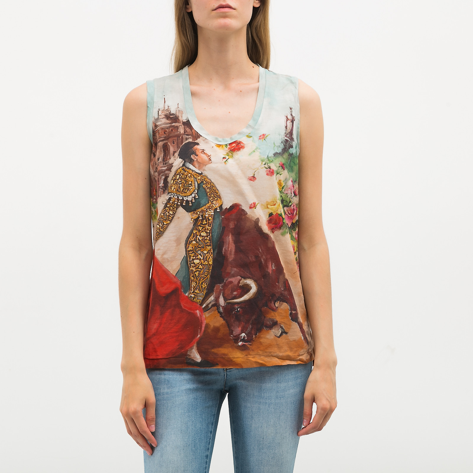 Топ голубого цвета Dolce&Gabbana - фото из каталога магазина брендовой одежды Second Friend Store Топ Dolce&Gabbana - купить оригинал в секонд-хенде SFS - 1