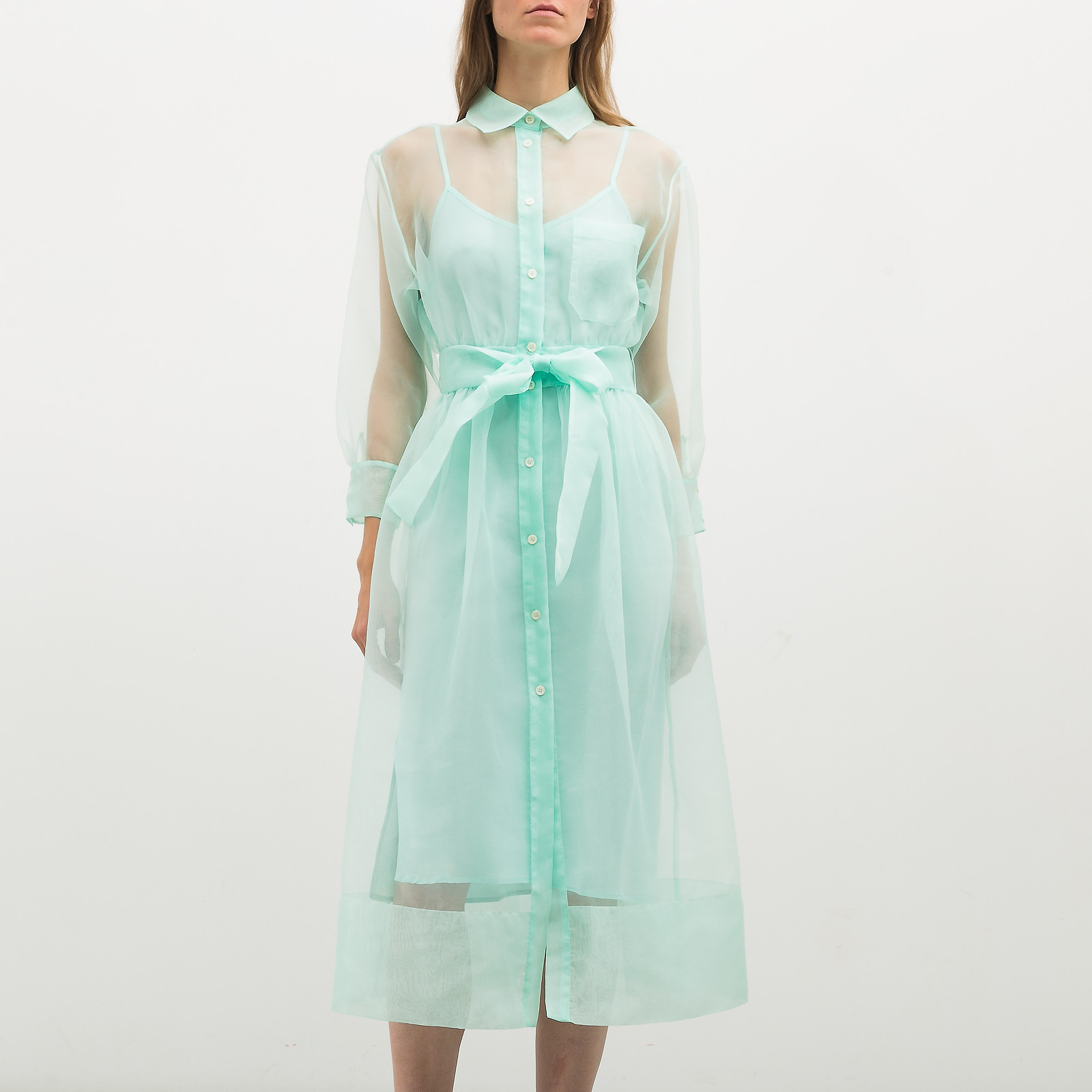 Платье голубого цвета Maje - фото из каталога магазина брендовой одежды Second Friend Store Платье Maje - купить оригинал в секонд-хенде SFS - 1