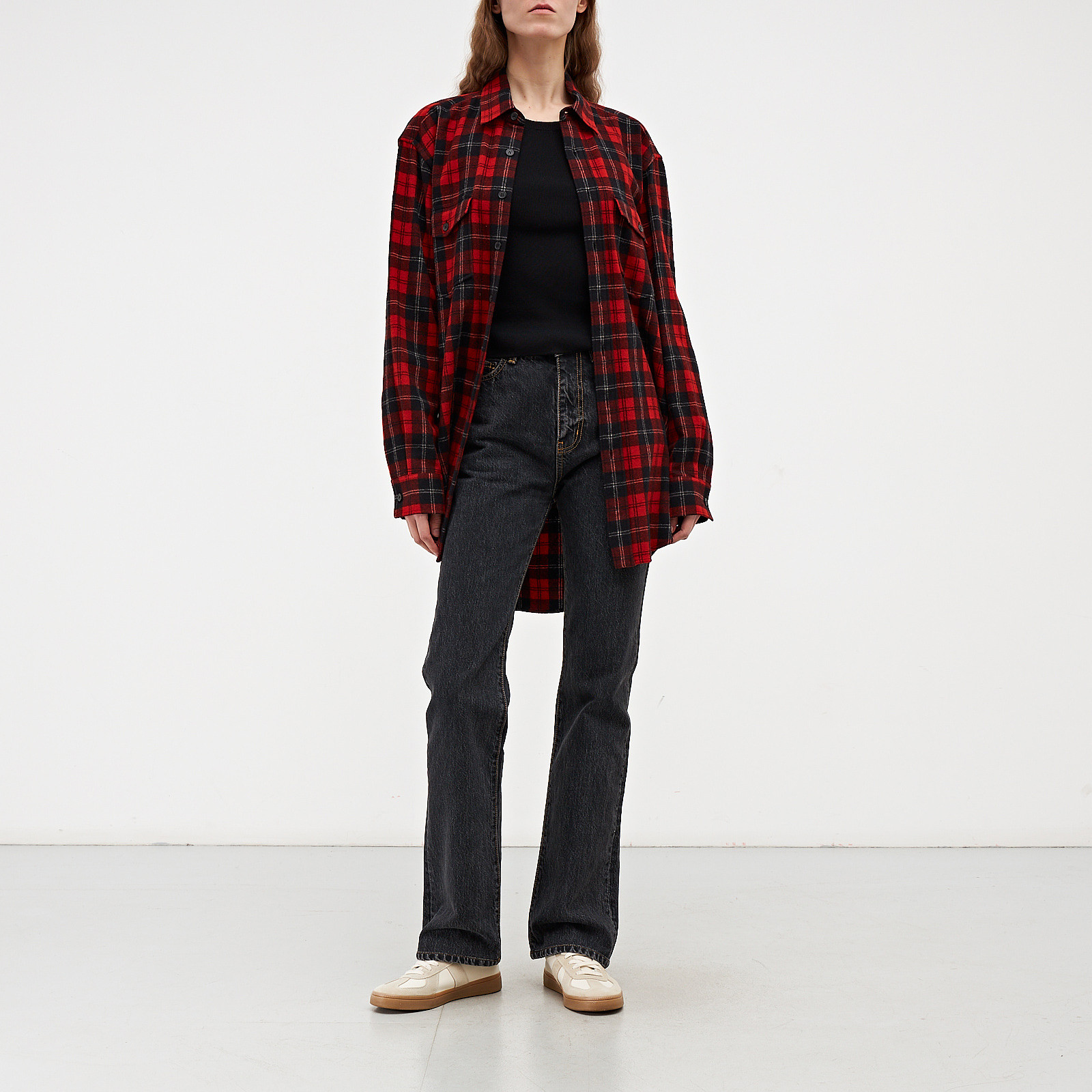 Рубашка красного цвета Saint Laurent - фото из каталога магазина брендовой одежды Second Friend Store Рубашка Saint Laurent - купить оригинал в секонд-хенде SFS - 2