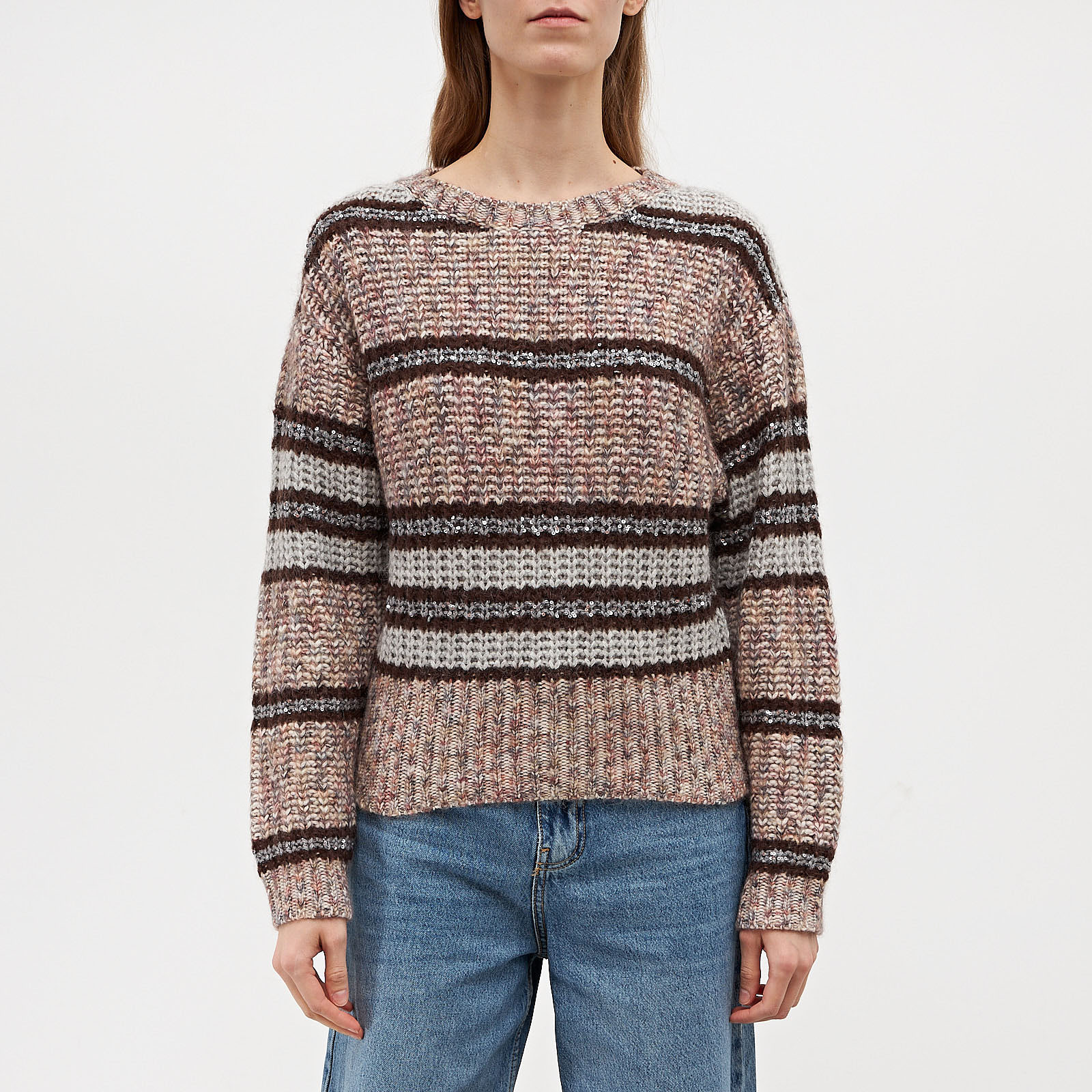 Свитер  серого цвета Brunello Cucinelli - фото из каталога магазина брендовой одежды Second Friend Store Свитер Brunello Cucinelli - купить оригинал в секонд-хенде SFS - 1