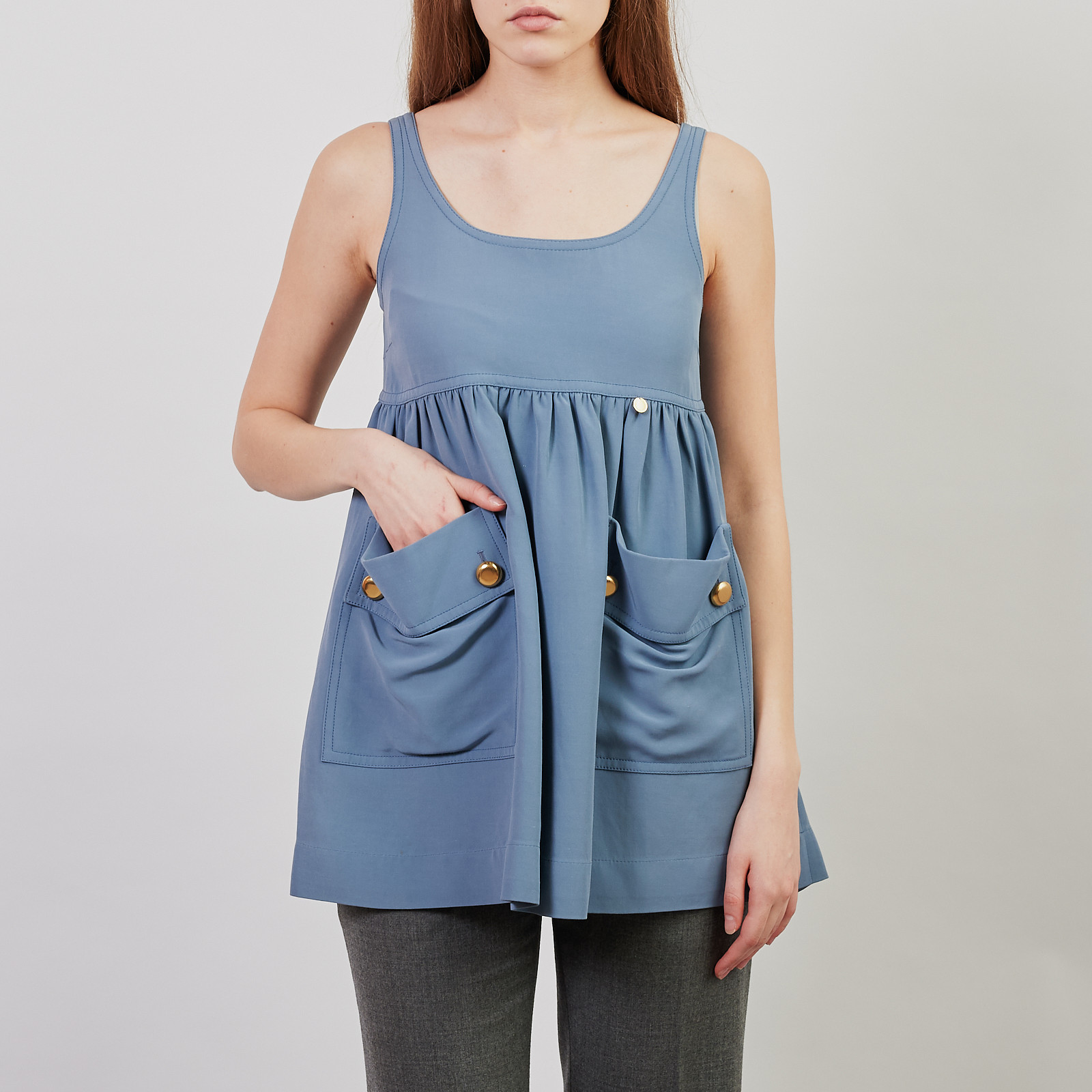 Топ синего цвета Alexander Terekhov - фото из каталога магазина брендовой одежды Second Friend Store Топ Alexander Terekhov - купить оригинал в секонд-хенде SFS - 1