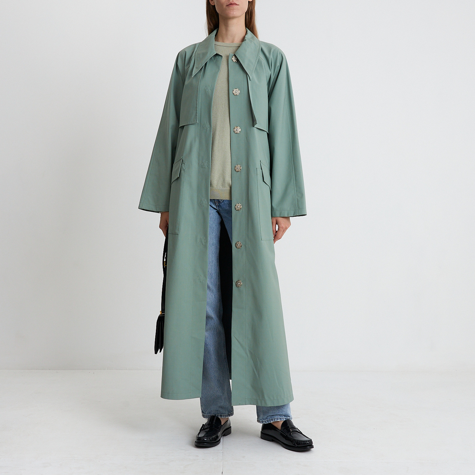 Тренч зеленого цвета Alena Akhmadullina - фото из каталога магазина брендовой одежды Second Friend Store Тренч Alena Akhmadullina - купить оригинал в секонд-хенде SFS - 2