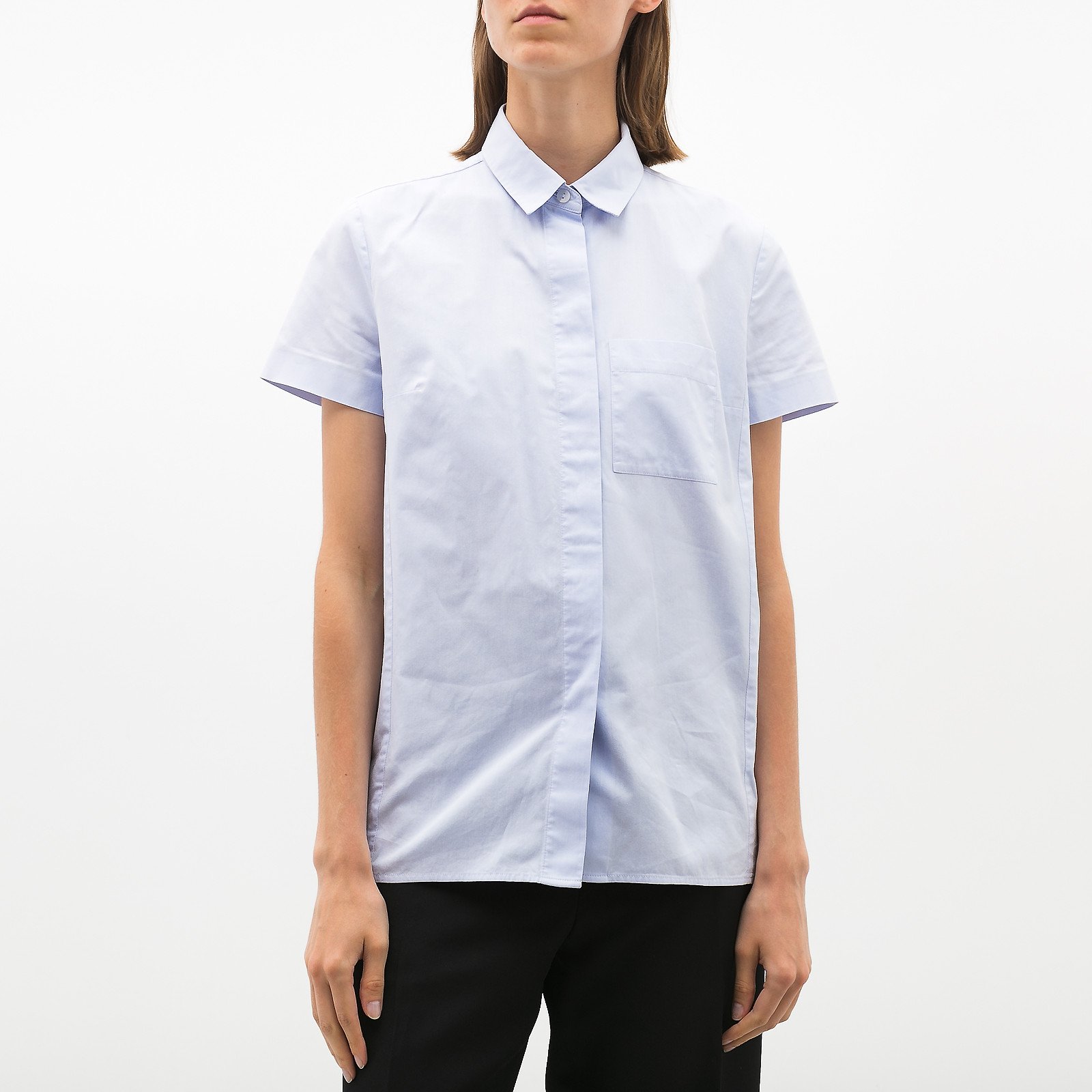 Рубашка голубого цвета Victoria Beckham - фото из каталога магазина брендовой одежды Second Friend Store Рубашка Victoria Beckham - купить оригинал в секонд-хенде SFS - 1