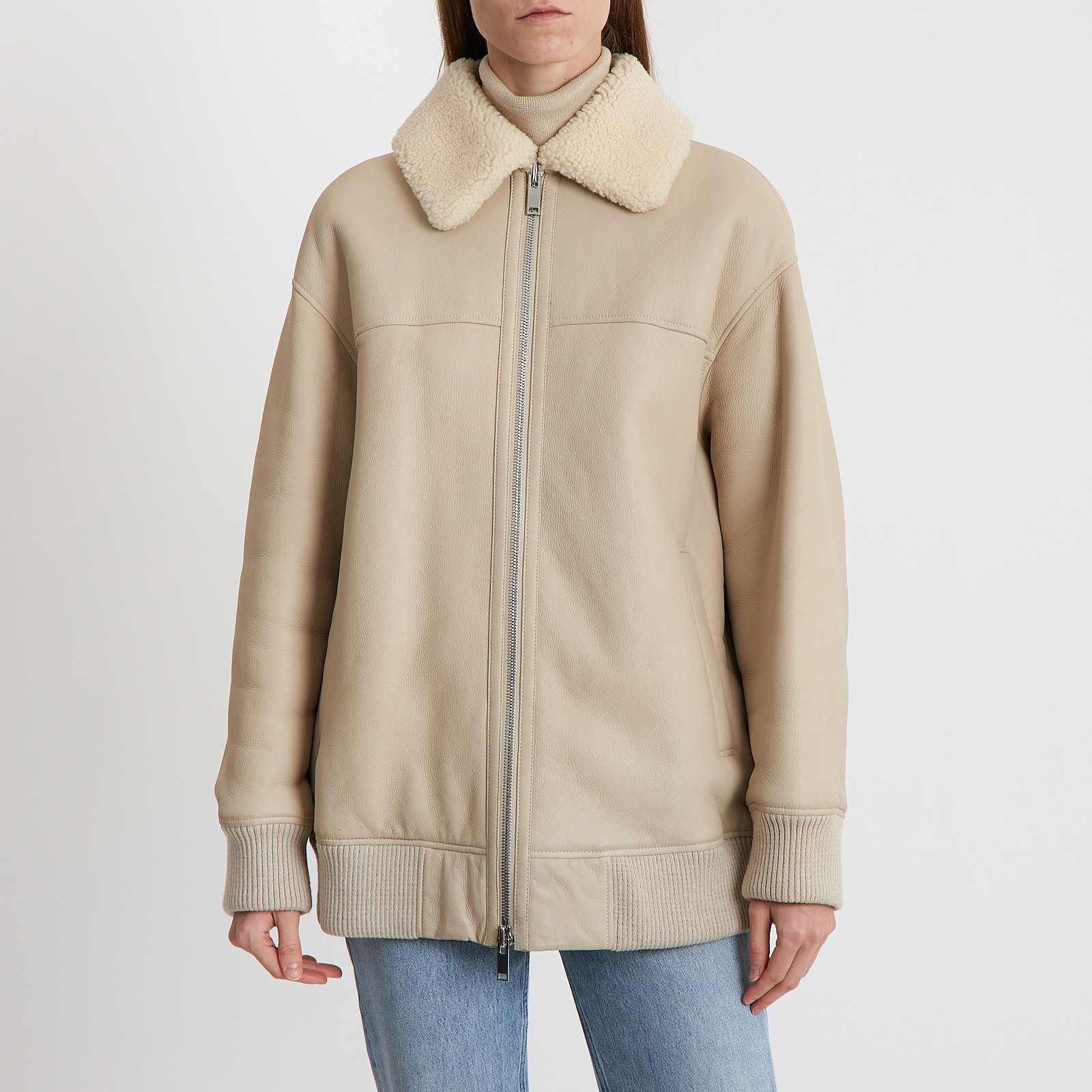 Дубленка серого цвета 12 Storeez - фото из каталога магазина брендовой одежды Second Friend Store Дубленка 12 Storeez - купить оригинал в секонд-хенде SFS - 1