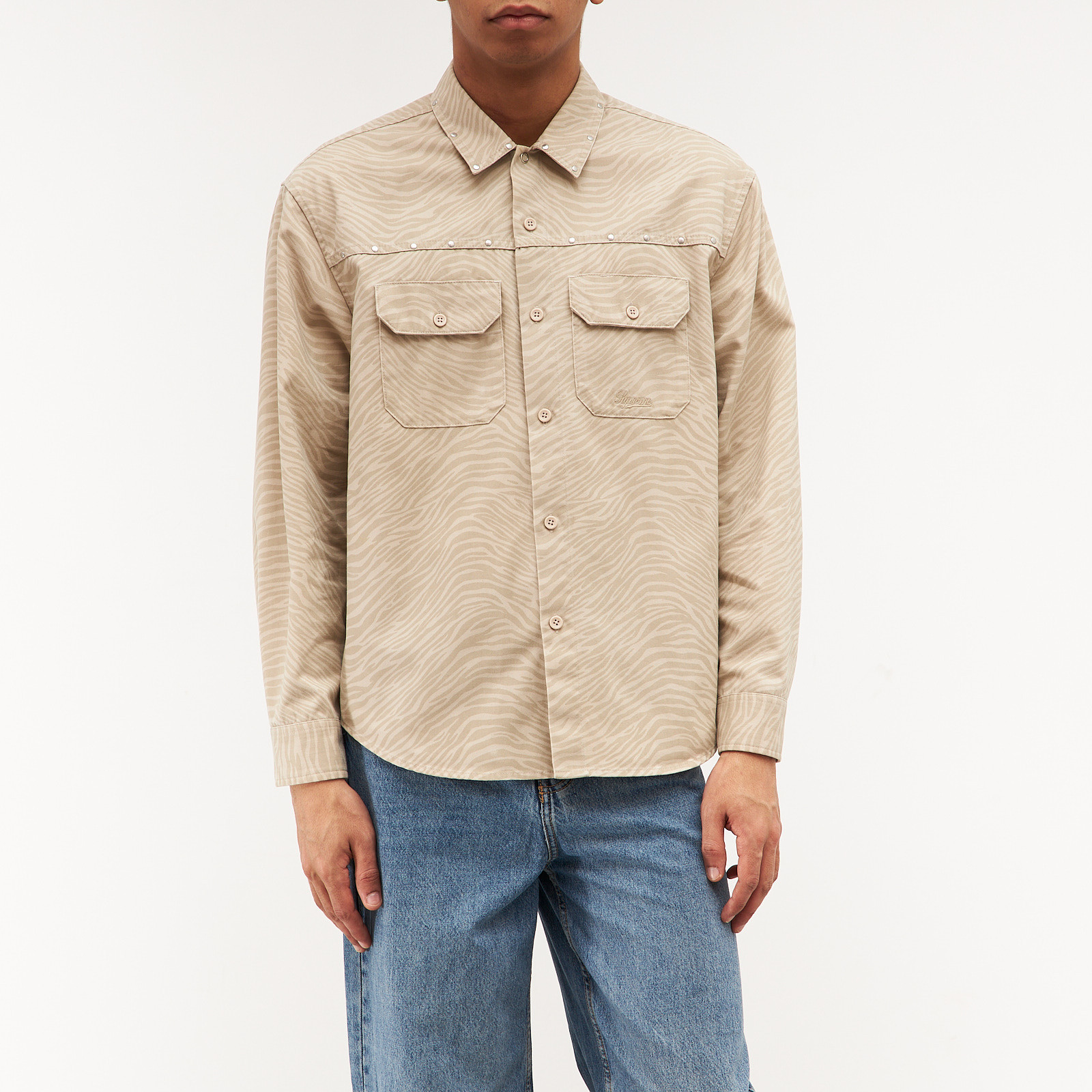 Рубашка бежевого цвета Supreme - фото из каталога магазина брендовой одежды Second Friend Store Рубашка Supreme - купить оригинал в секонд-хенде SFS - 1