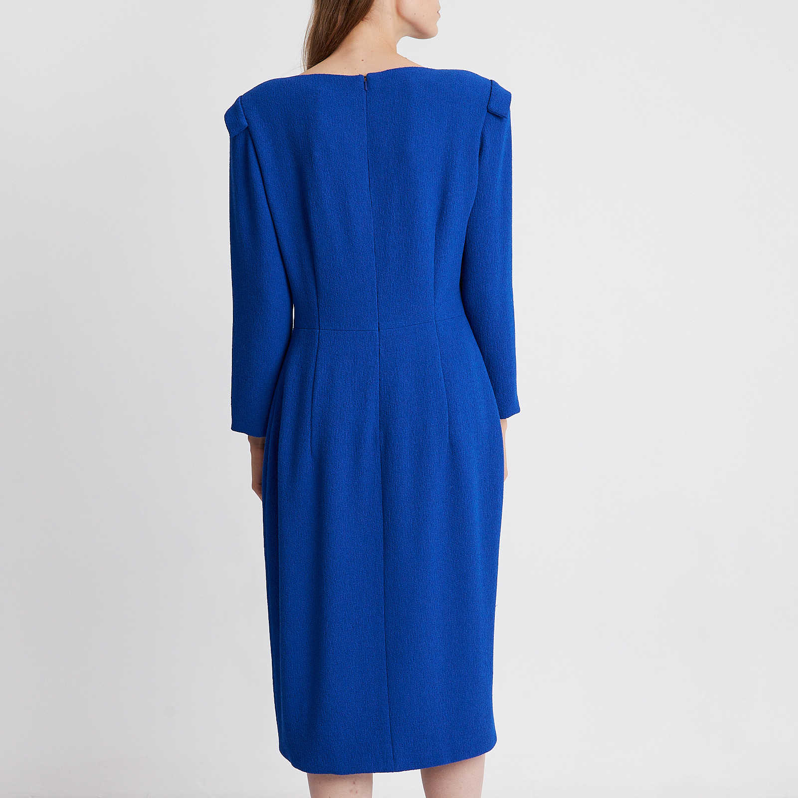 Платье синего цвета Oscar de la Renta - фото из каталога магазина брендовой одежды Second Friend Store Платье Oscar de la Renta - купить оригинал в секонд-хенде SFS - 3