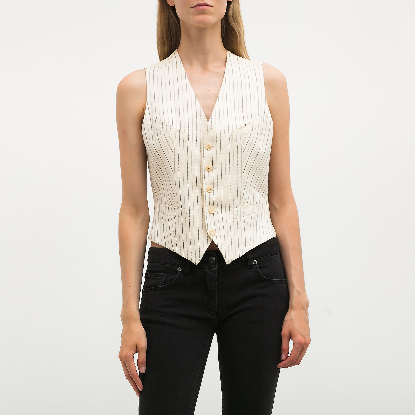 Жилет белого цвета Polo Ralph Lauren - фото из каталога магазина брендовой одежды Second Friend Store Жилет Polo Ralph Lauren - купить оригинал в секонд-хенде SFS - 1