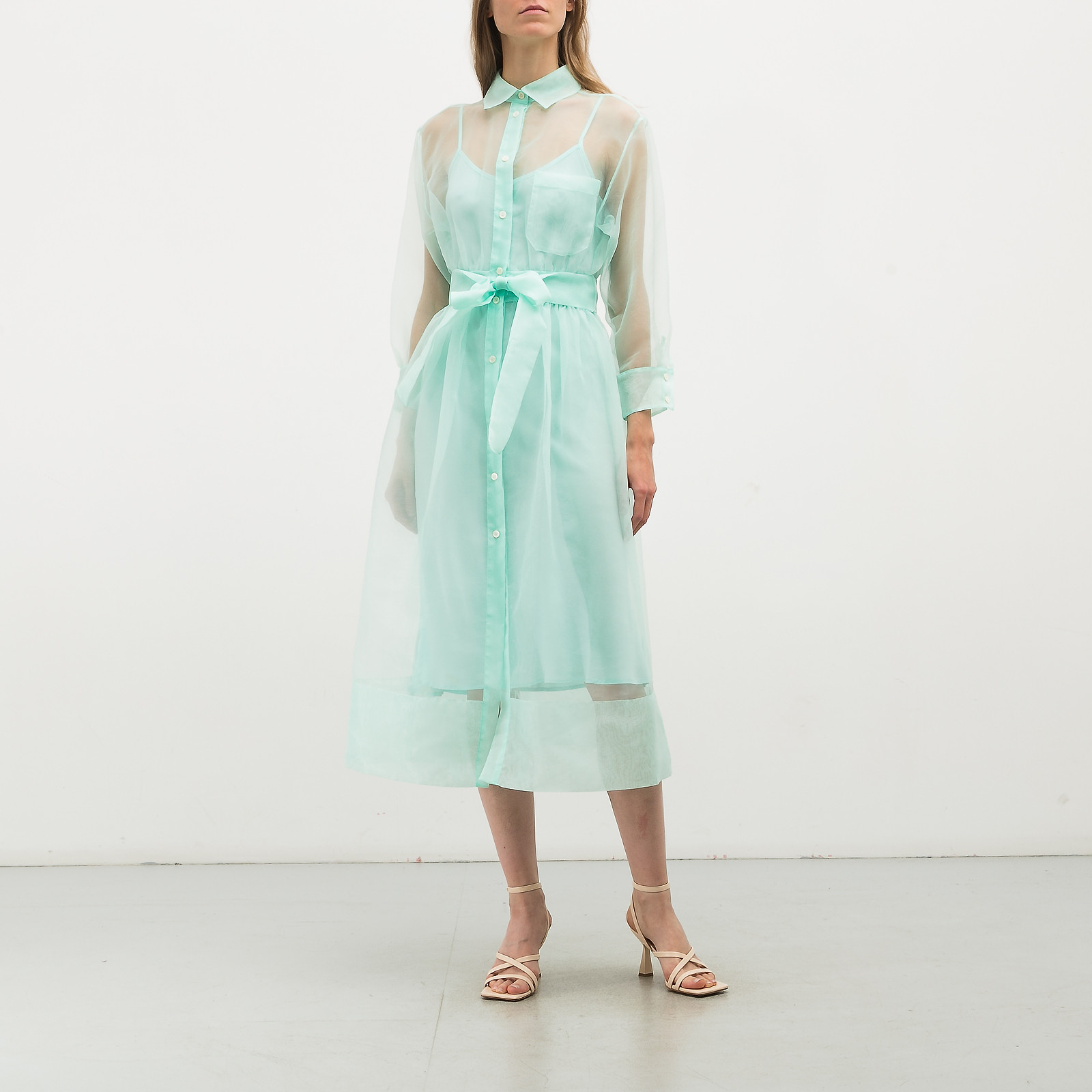 Платье голубого цвета Maje - фото из каталога магазина брендовой одежды Second Friend Store Платье Maje - купить оригинал в секонд-хенде SFS - 3