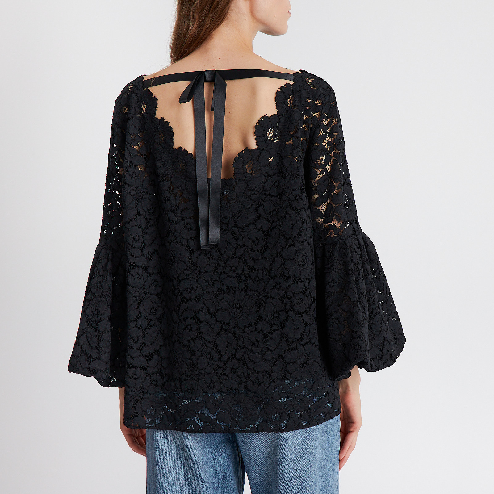 Блузка черного цвета Oscar de la Renta - фото из каталога магазина брендовой одежды Second Friend Store Блузка Oscar de la Renta - купить оригинал в секонд-хенде SFS - 3