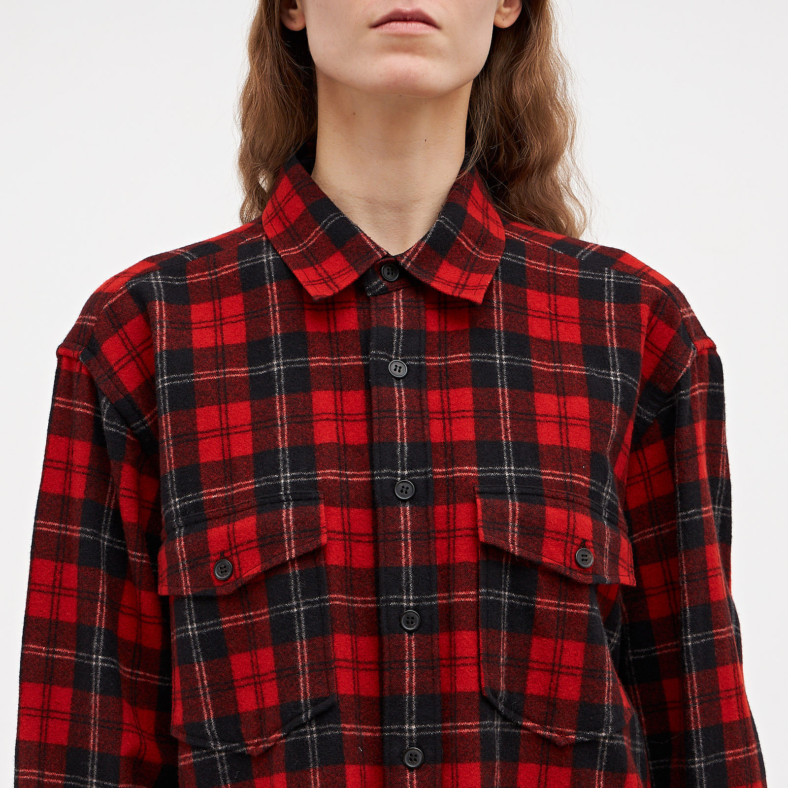 Рубашка красного цвета Saint Laurent - фото из каталога магазина брендовой одежды Second Friend Store Рубашка Saint Laurent - купить оригинал в секонд-хенде SFS - 4