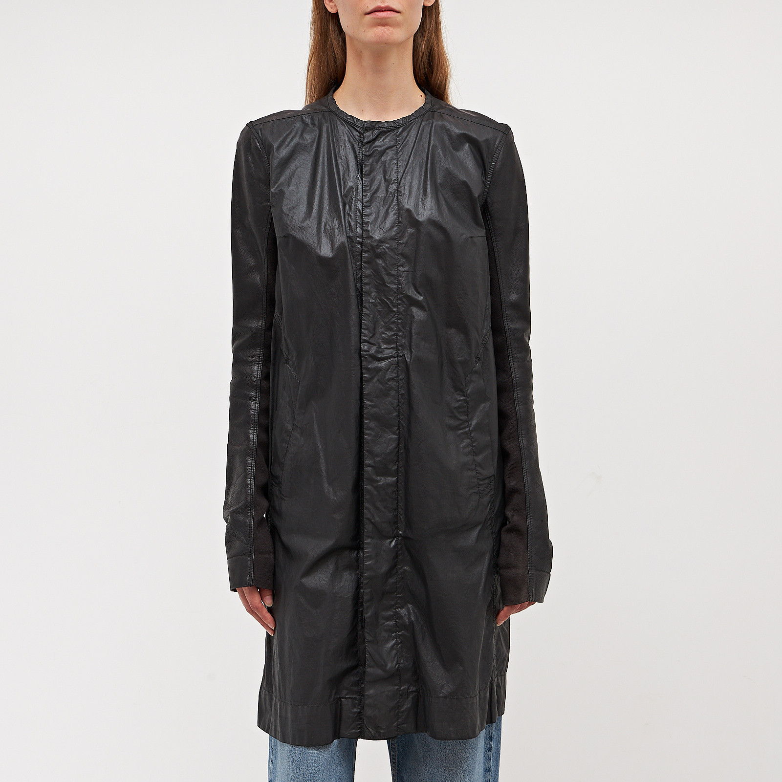 Плащ черного цвета Rick Owens DRKSHDW - фото из каталога магазина брендовой одежды Second Friend Store Плащ Rick Owens DRKSHDW - купить оригинал в секонд-хенде SFS - 1