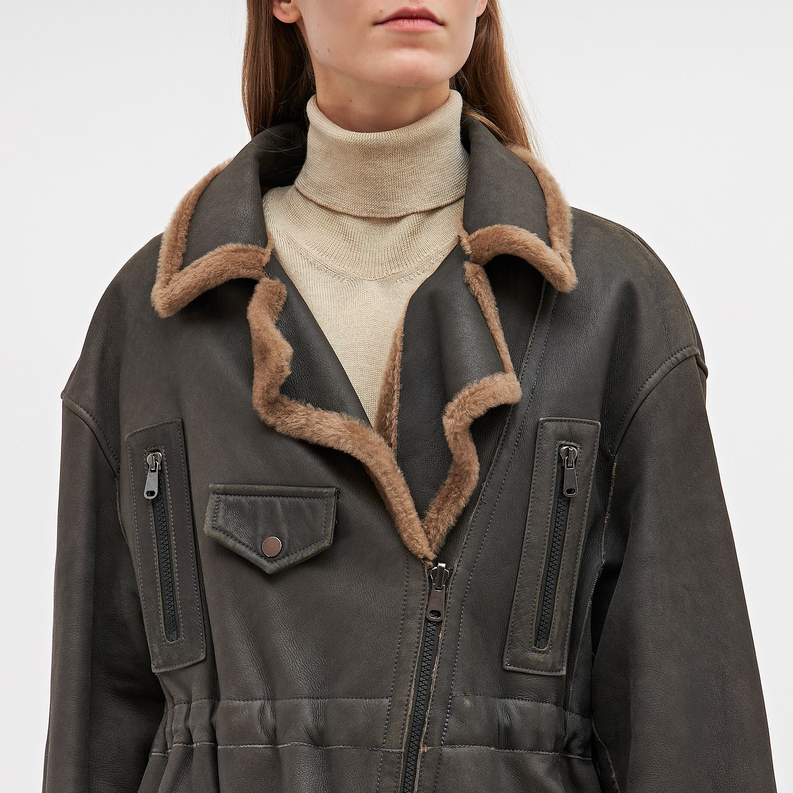 Дубленка коричневого цвета Brunello Cucinelli - фото из каталога магазина брендовой одежды Second Friend Store Дубленка Brunello Cucinelli - купить оригинал в секонд-хенде SFS - 4