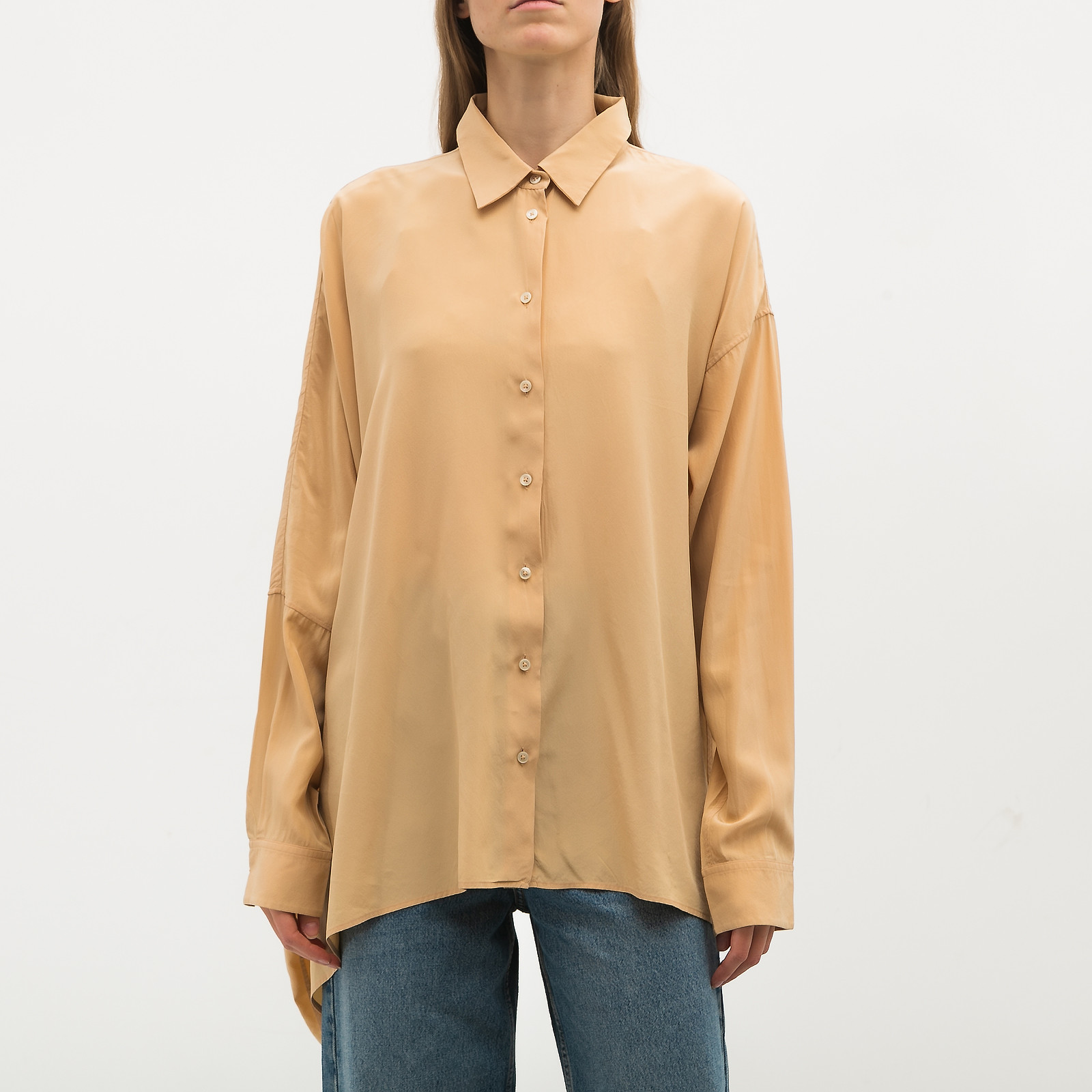 Рубашка  бежевого цвета Jil Sander - фото из каталога магазина брендовой одежды Second Friend Store Рубашка Jil Sander - купить оригинал в секонд-хенде SFS - 1