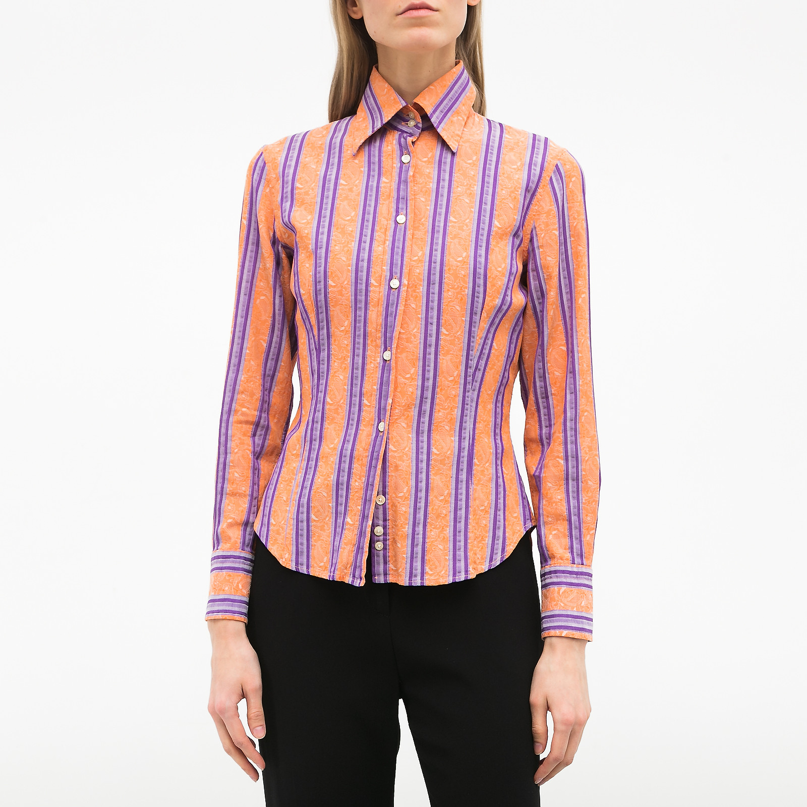 Рубашка оранжевого цвета Etro - фото из каталога магазина брендовой одежды Second Friend Store Рубашка Etro - купить оригинал в секонд-хенде SFS - 1