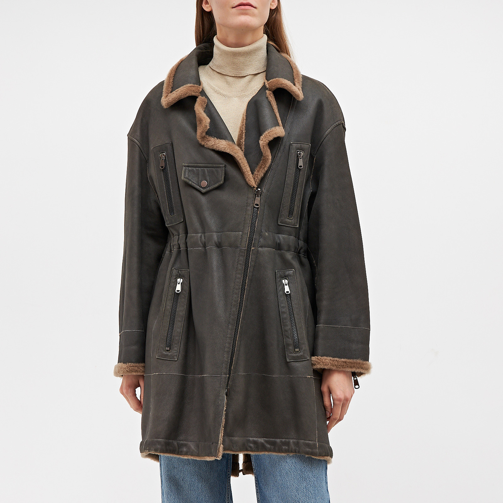 Дубленка коричневого цвета Brunello Cucinelli - фото из каталога магазина брендовой одежды Second Friend Store Дубленка Brunello Cucinelli - купить оригинал в секонд-хенде SFS - 1