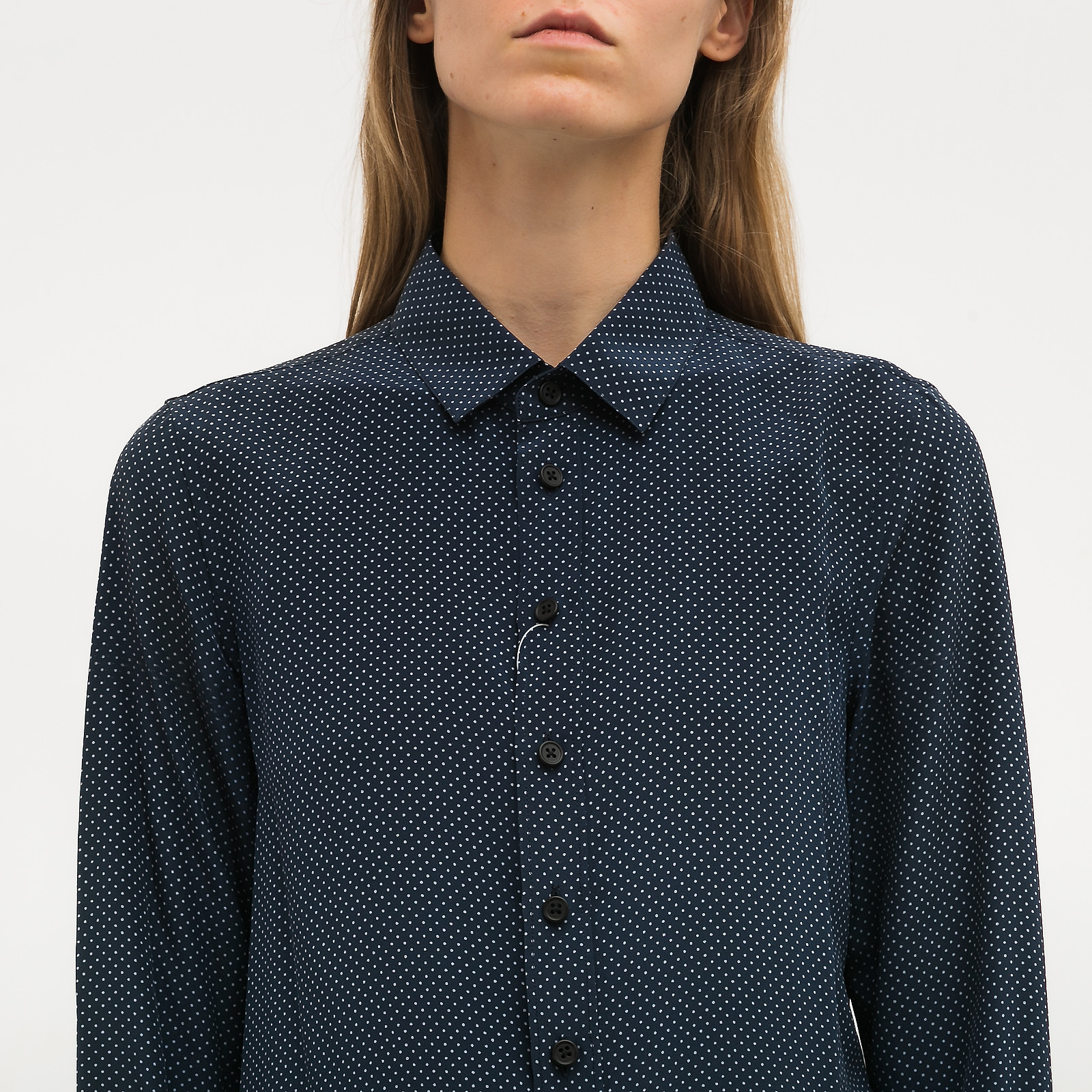 Блуза синего цвета Saint Laurent - фото из каталога магазина брендовой одежды Second Friend Store Блуза Saint Laurent - купить оригинал в секонд-хенде SFS - 4