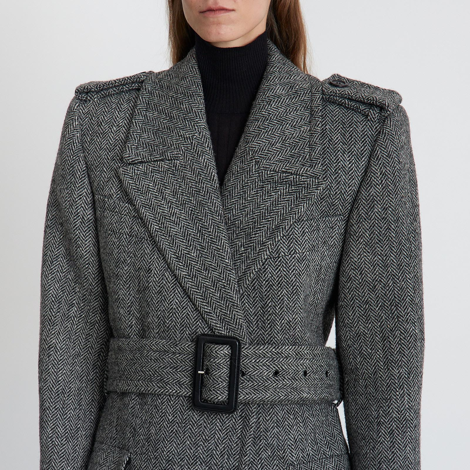 Пальто серого цвета Saint Laurent - фото из каталога магазина брендовой одежды Second Friend Store Пальто Saint Laurent - купить оригинал в секонд-хенде SFS - 4