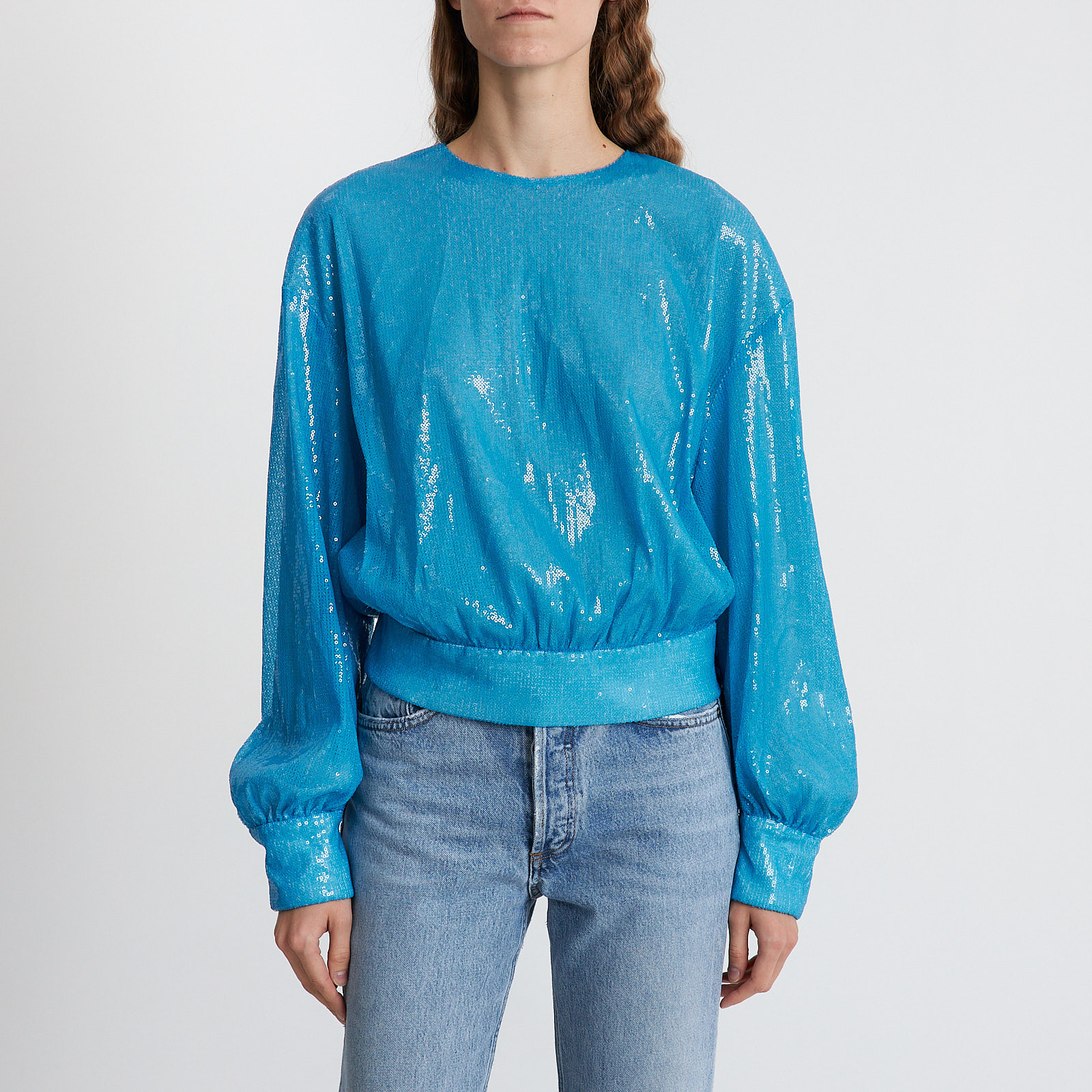 Блуза голубого цвета MSGM - фото из каталога магазина брендовой одежды Second Friend Store Блуза MSGM - купить оригинал в секонд-хенде SFS - 1