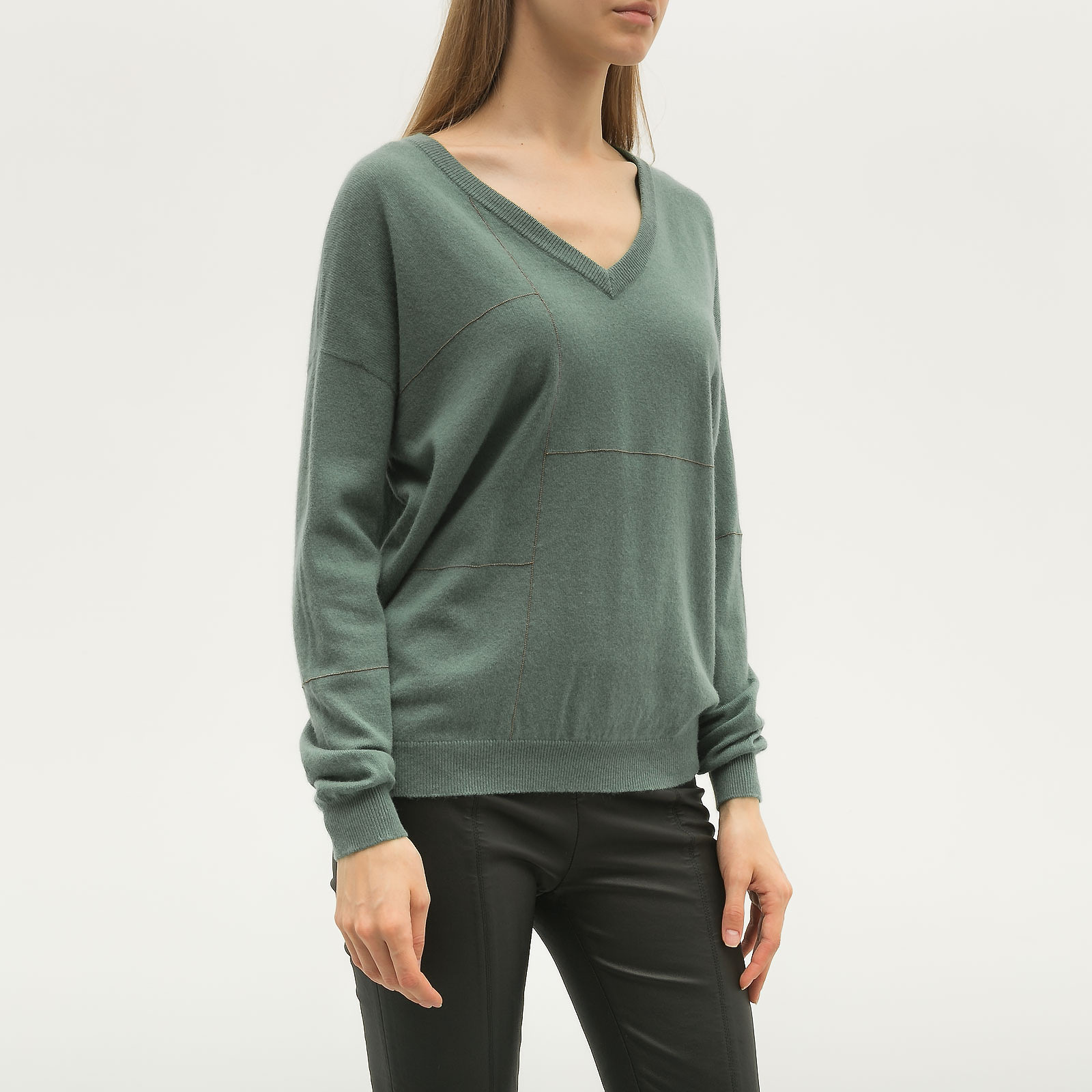 Джемпер зеленого цвета Brunello Cucinelli - фото из каталога магазина брендовой одежды Second Friend Store Джемпер Brunello Cucinelli - купить оригинал в секонд-хенде SFS - 3