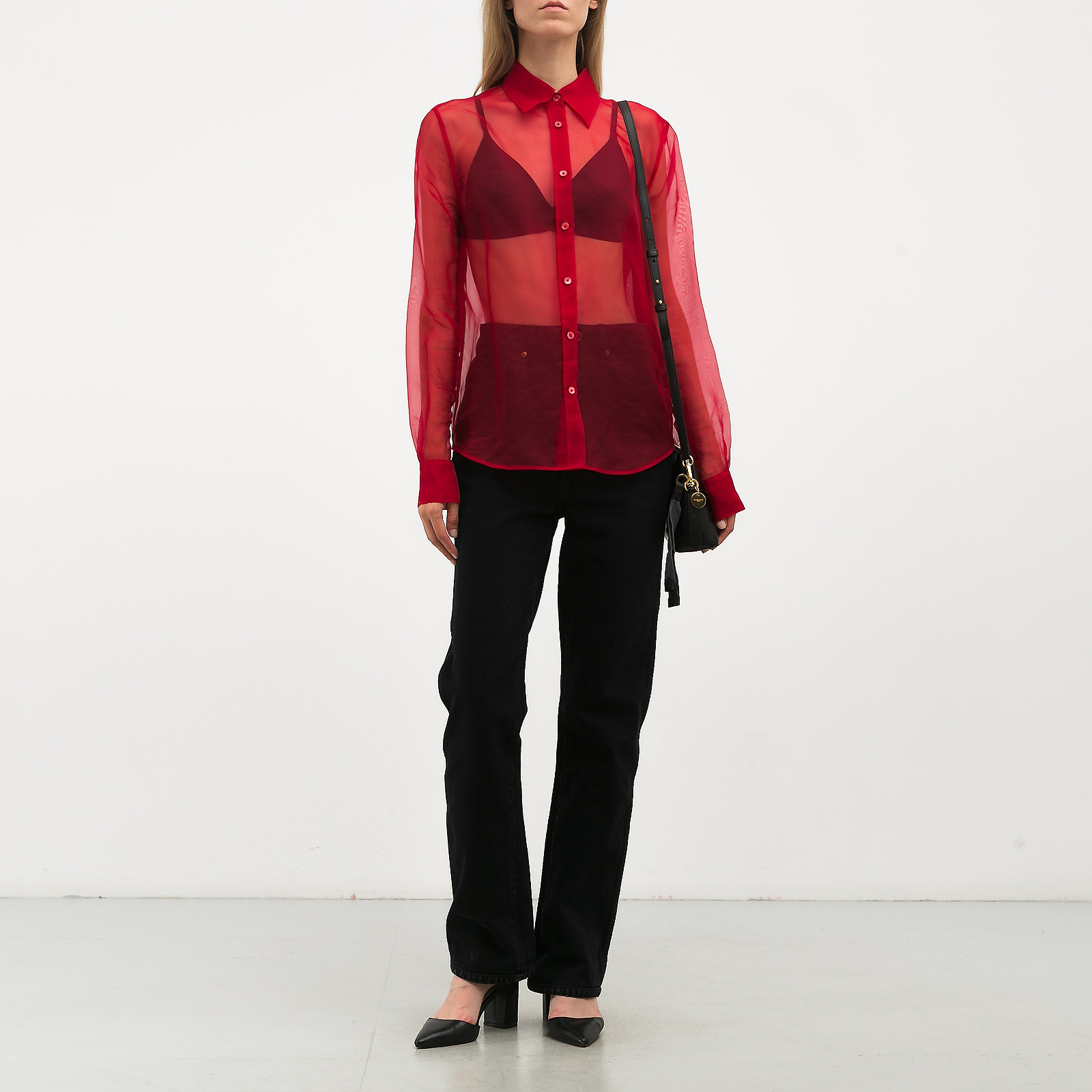 Рубашка красного цвета Helmut Lang - фото из каталога магазина брендовой одежды Second Friend Store Рубашка Helmut Lang - купить оригинал в секонд-хенде SFS - 3