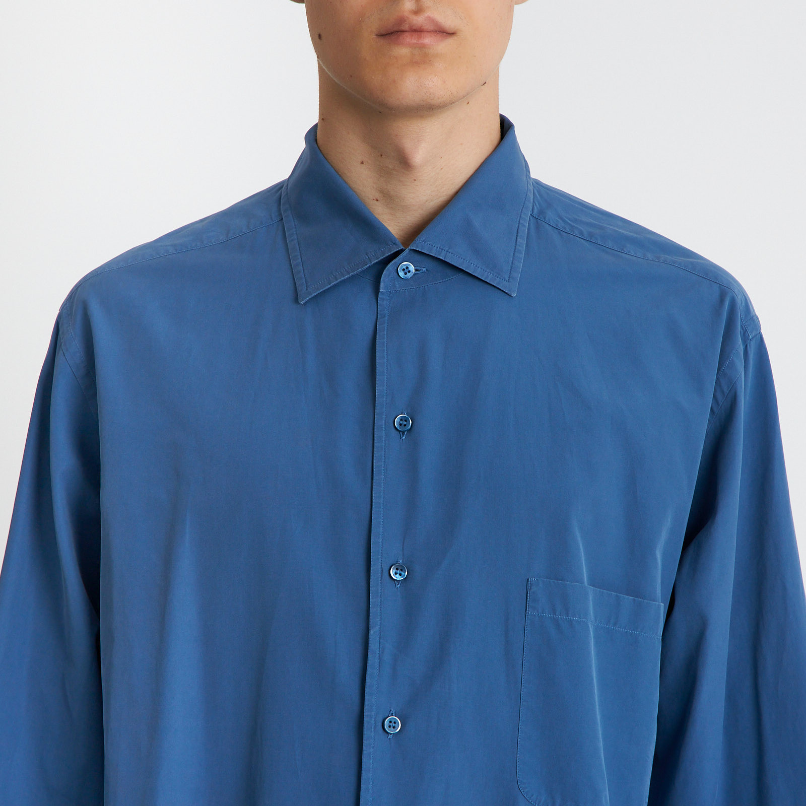 Рубашка синего цвета Loro Piana - фото из каталога магазина брендовой одежды Second Friend Store Рубашка Loro Piana - купить оригинал в секонд-хенде SFS - 4