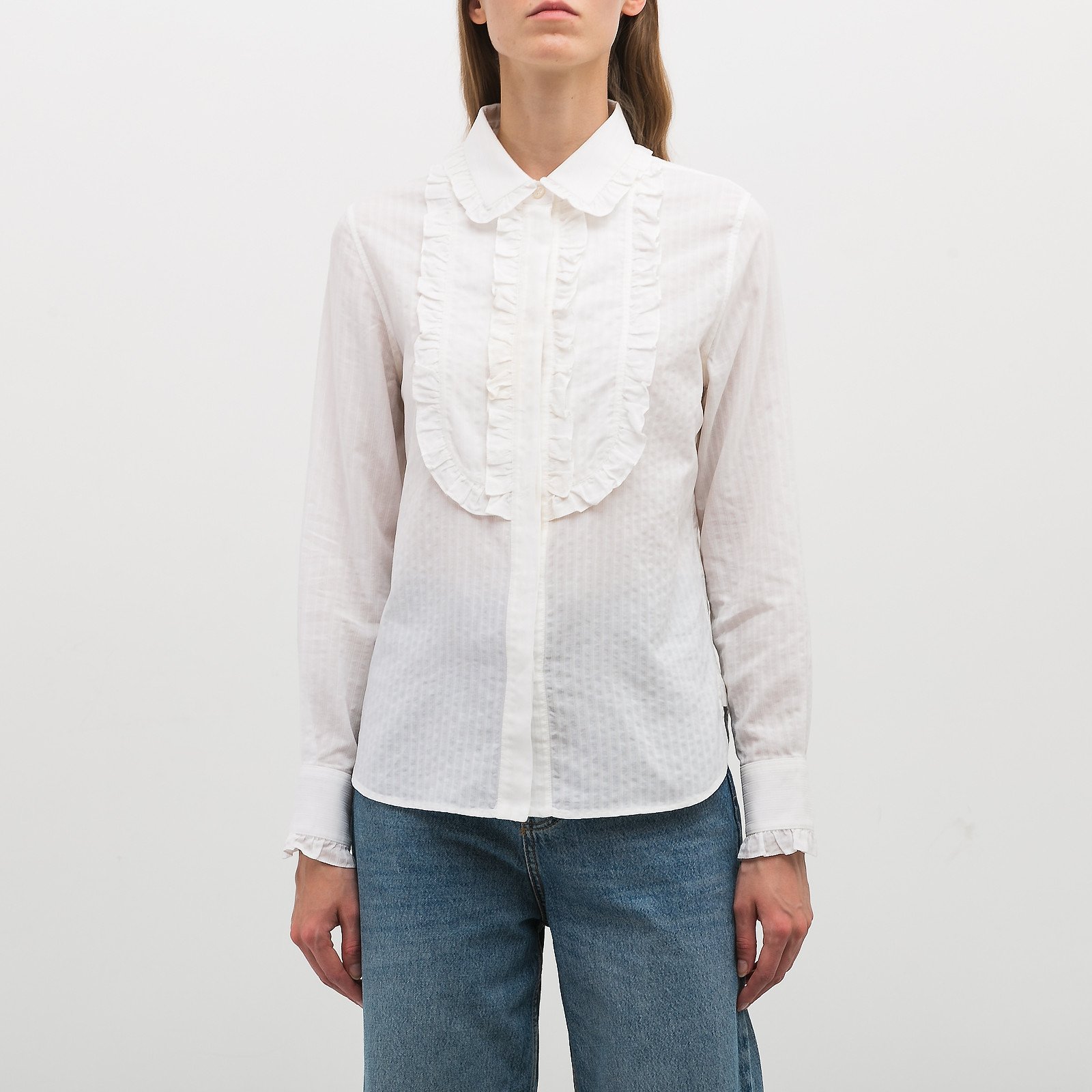 Рубашка белого цвета Saint Laurent - фото из каталога магазина брендовой одежды Second Friend Store Рубашка Saint Laurent - купить оригинал в секонд-хенде SFS - 1