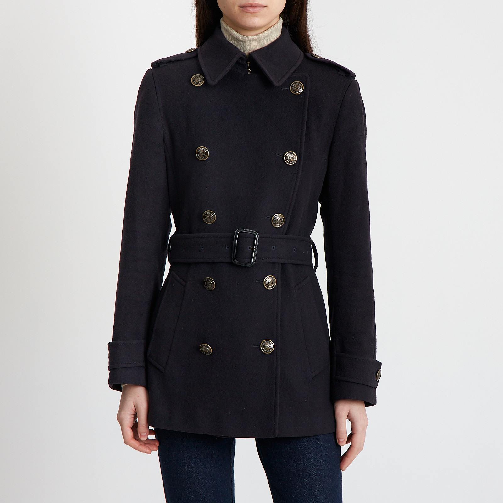 Пальто синего цвета Burberry Prorsum - фото из каталога магазина брендовой одежды Second Friend Store Пальто Burberry Prorsum - купить оригинал в секонд-хенде SFS - 1