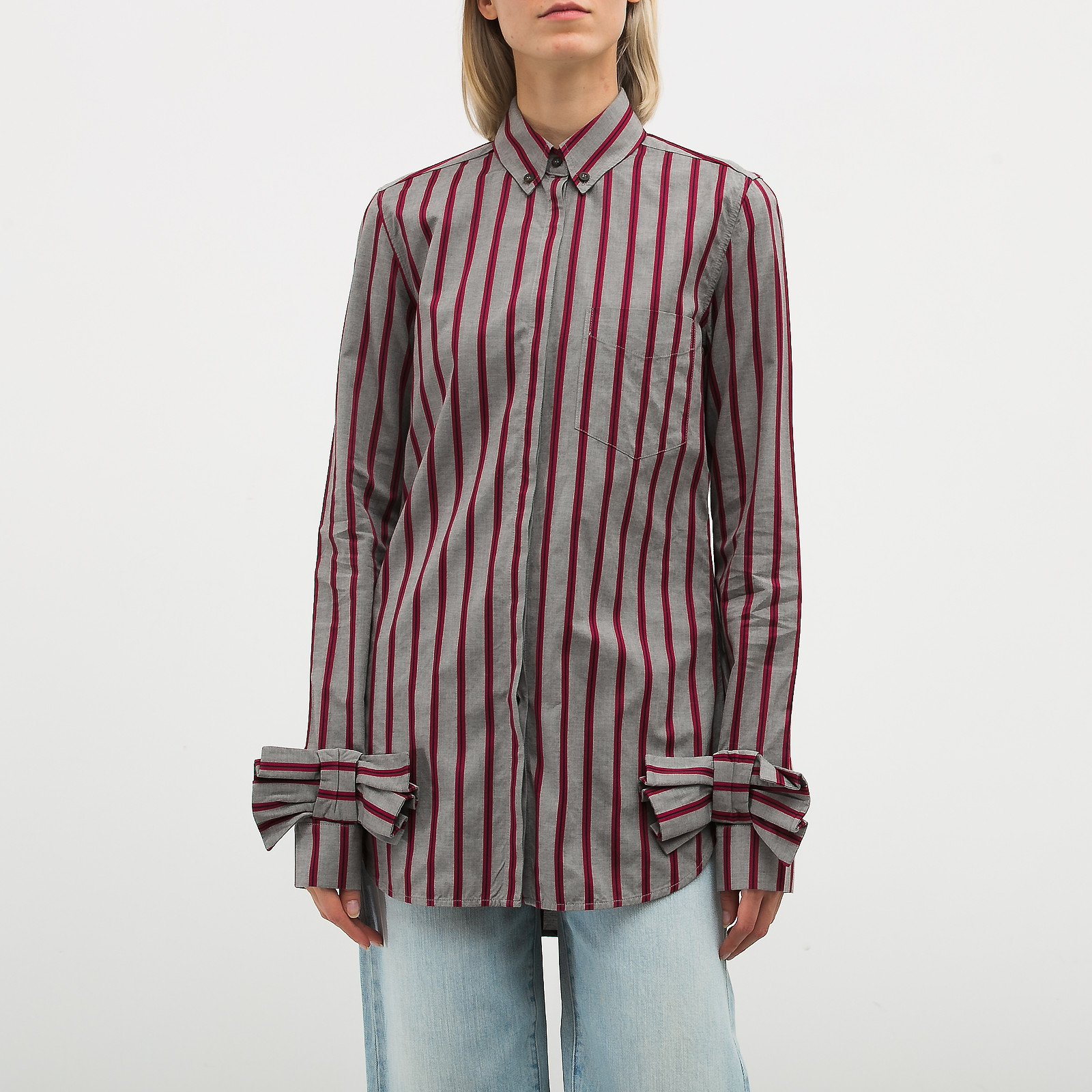 Рубашка серого цвета Victoria, Victoria Beckham - фото из каталога магазина брендовой одежды Second Friend Store Рубашка Victoria, Victoria Beckham - купить оригинал в секонд-хенде SFS - 1