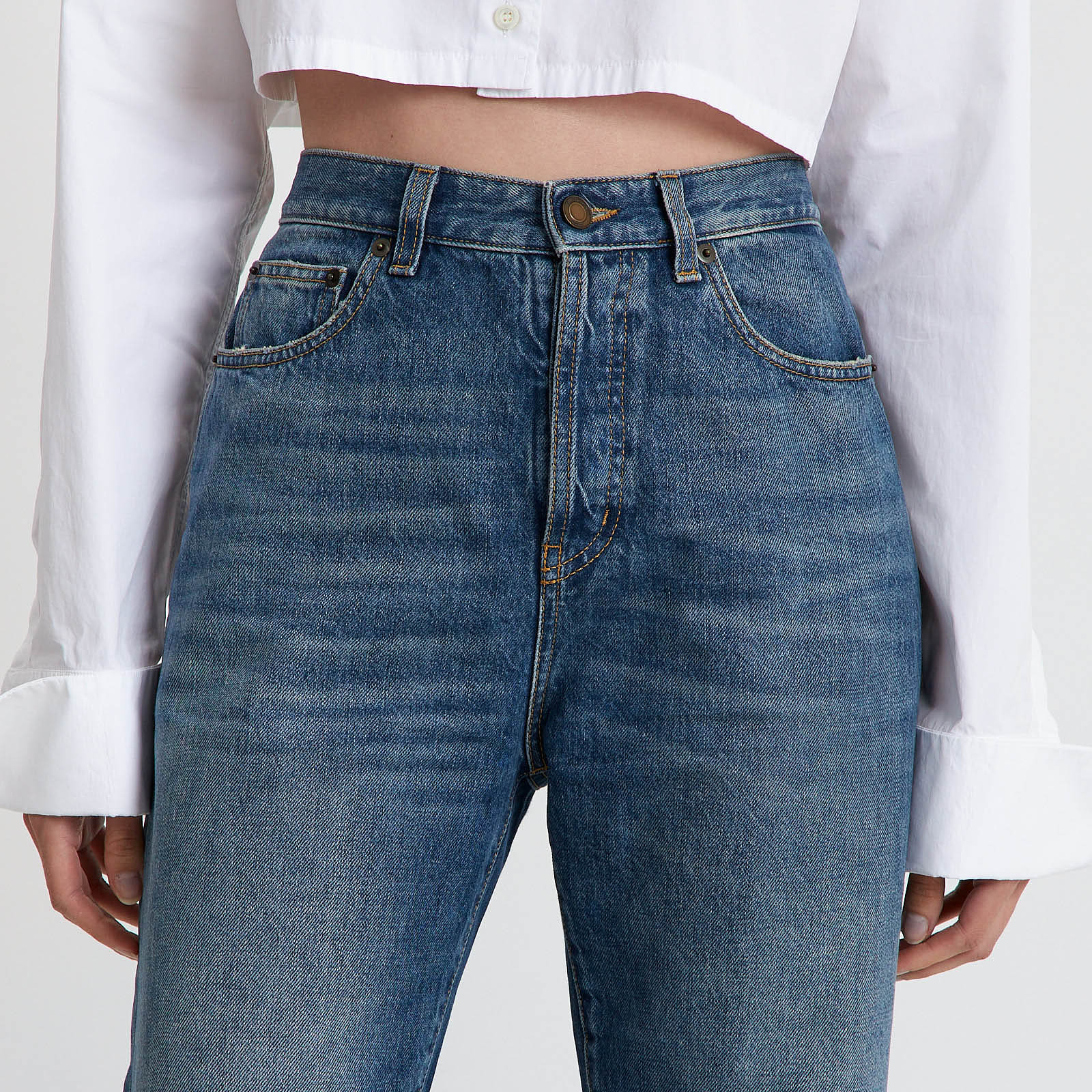 Джинсы синего цвета Saint Laurent - фото из каталога магазина брендовой одежды Second Friend Store Джинсы Saint Laurent - купить оригинал в секонд-хенде SFS - 4