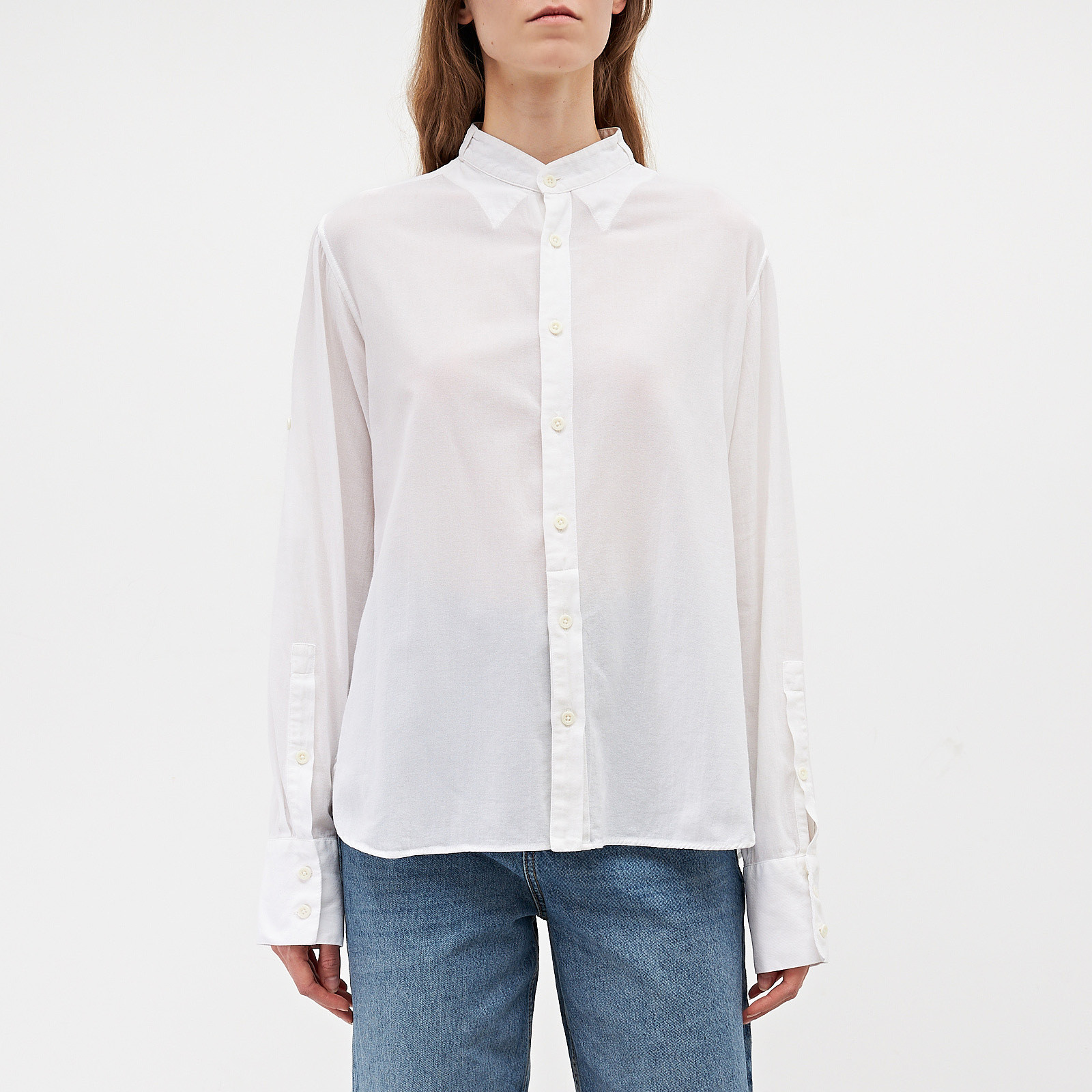 Рубашка белого цвета Ann Demeulemeester - фото из каталога магазина брендовой одежды Second Friend Store Рубашка Ann Demeulemeester - купить оригинал в секонд-хенде SFS - 1