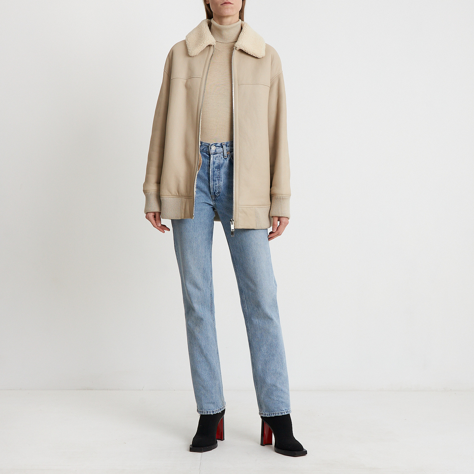 Дубленка серого цвета 12 Storeez - фото из каталога магазина брендовой одежды Second Friend Store Дубленка 12 Storeez - купить оригинал в секонд-хенде SFS - 2