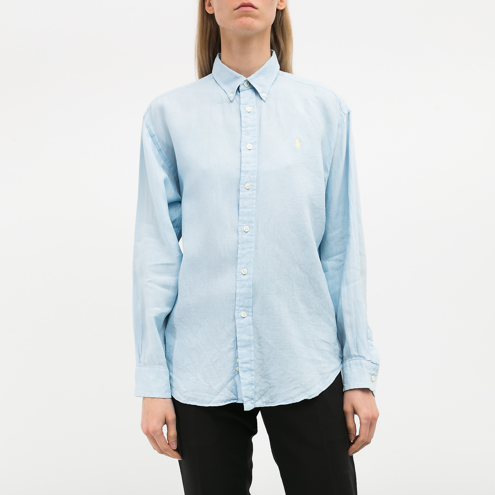 Рубашка голубого цвета Polo Ralph Lauren - фото из каталога магазина брендовой одежды Second Friend Store Рубашка Polo Ralph Lauren - купить оригинал в секонд-хенде SFS - 1