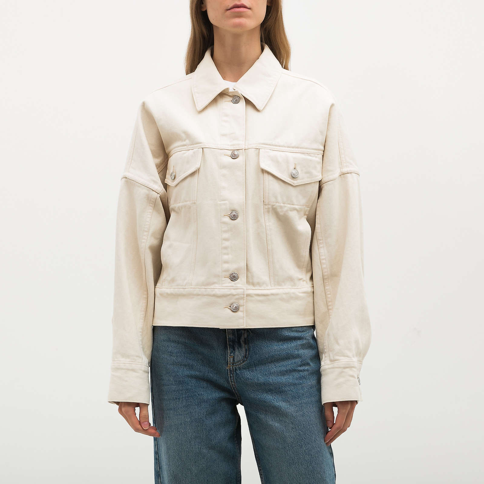 Куртка джинсовая бежевого цвета 3.1 Phillip Lim - фото из каталога магазина брендовой одежды Second Friend Store Куртка джинсовая 3.1 Phillip Lim - купить оригинал в секонд-хенде SFS - 1