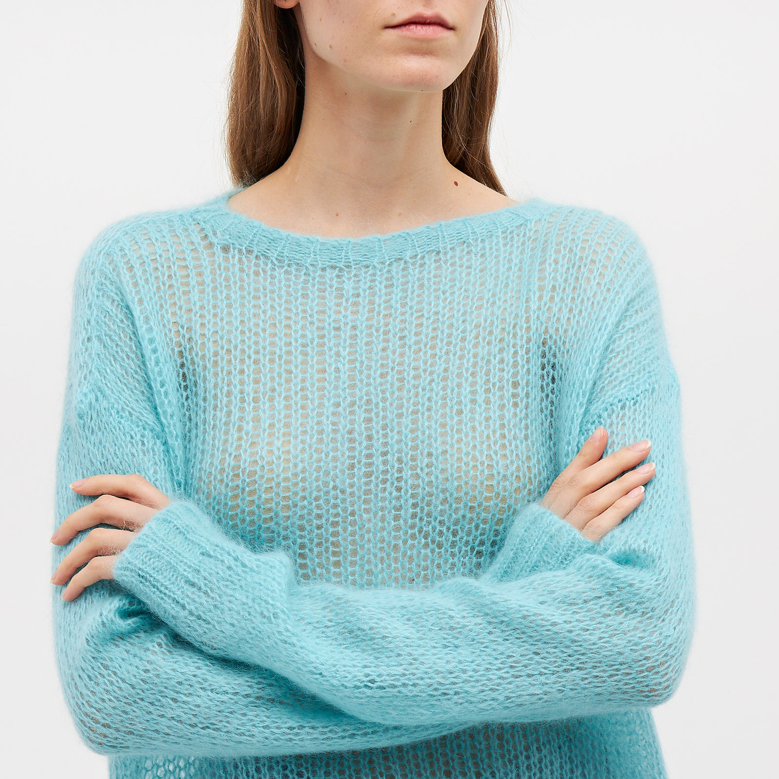 Свитер голубого цвета Prada - фото из каталога магазина брендовой одежды Second Friend Store Свитер Prada - купить оригинал в секонд-хенде SFS - 4