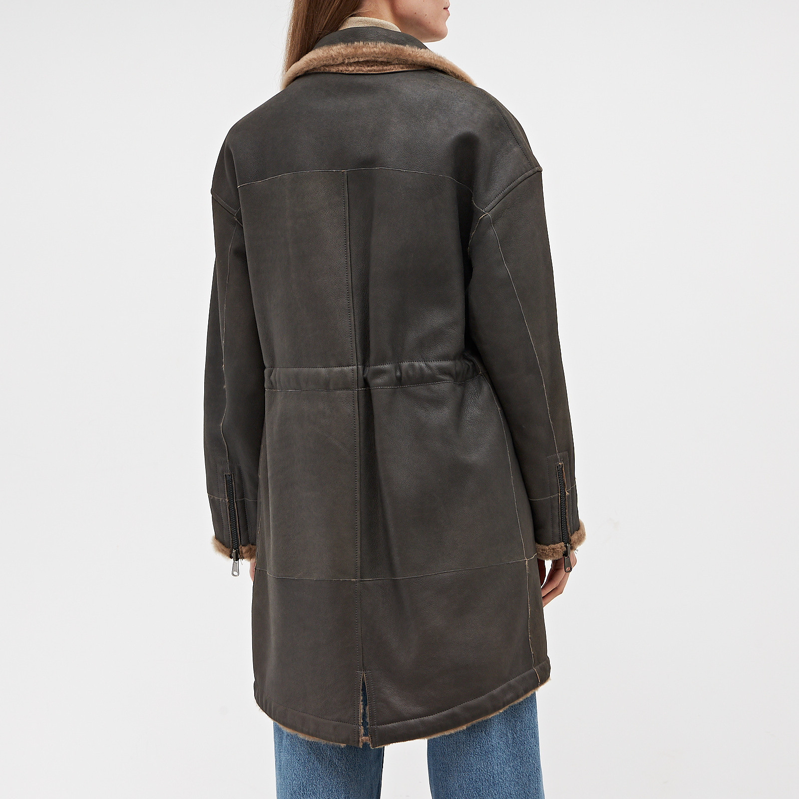 Дубленка коричневого цвета Brunello Cucinelli - фото из каталога магазина брендовой одежды Second Friend Store Дубленка Brunello Cucinelli - купить оригинал в секонд-хенде SFS - 5