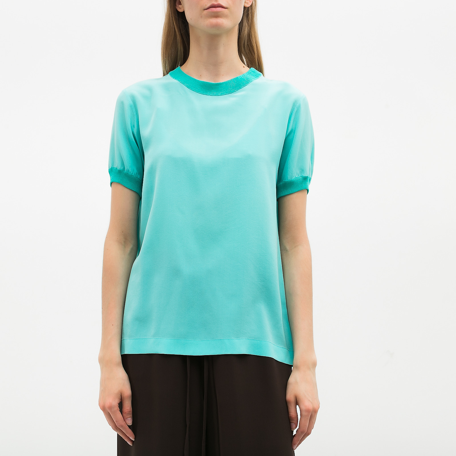 Блуза  голубого цвета Moschino - фото из каталога магазина брендовой одежды Second Friend Store Блуза Moschino - купить оригинал в секонд-хенде SFS - 1