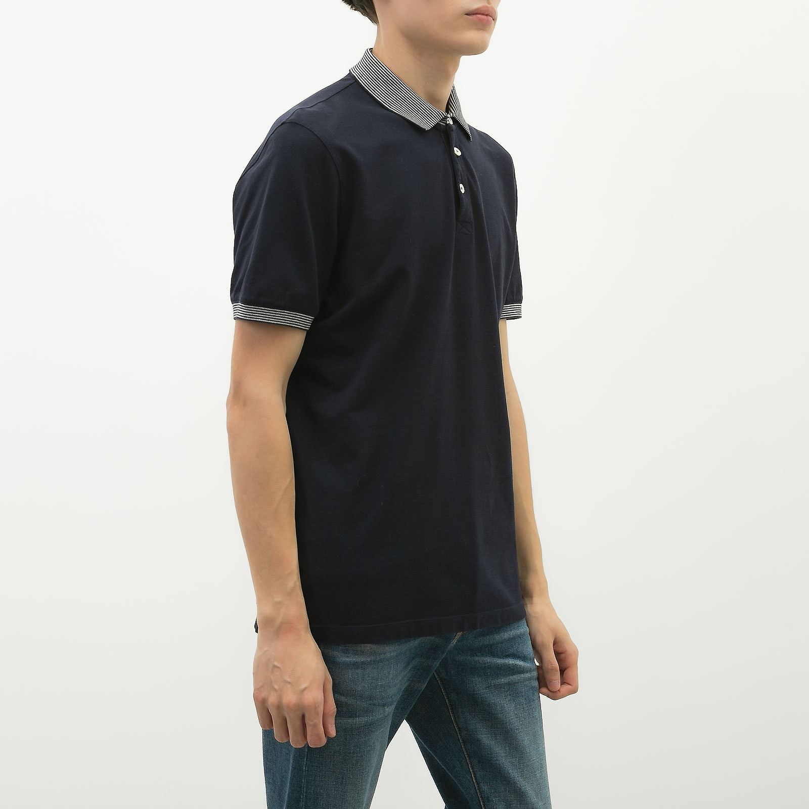 Поло синего цвета Brunello Cucinelli - фото из каталога магазина брендовой одежды Second Friend Store Поло Brunello Cucinelli - купить оригинал в секонд-хенде SFS - 3