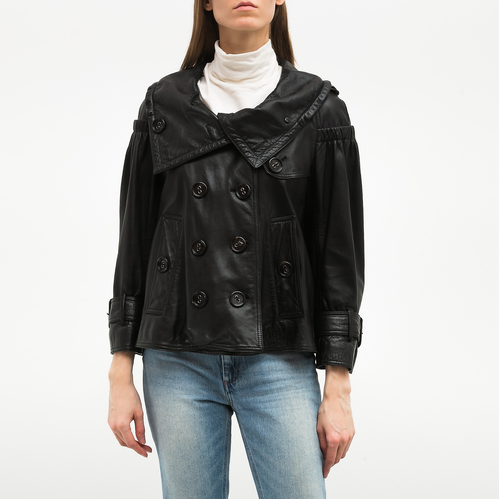 Кожаная куртка черного цвета Burberry Prorsum - фото из каталога магазина брендовой одежды Second Friend Store Кожаная куртка Burberry Prorsum - купить оригинал в секонд-хенде SFS - 1