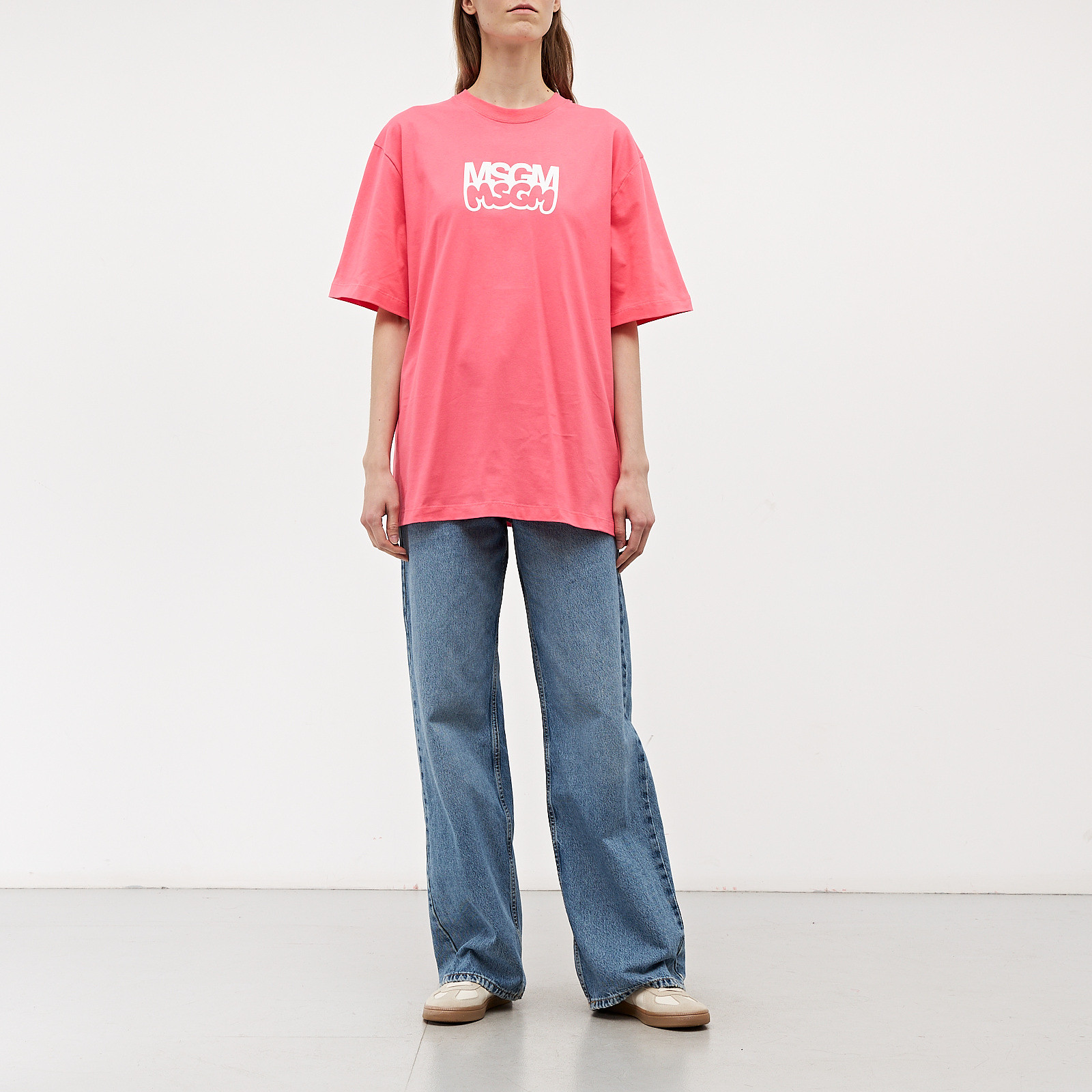 Футболка  розового цвета MSGM - фото из каталога магазина брендовой одежды Second Friend Store Футболка MSGM - купить оригинал в секонд-хенде SFS - 2