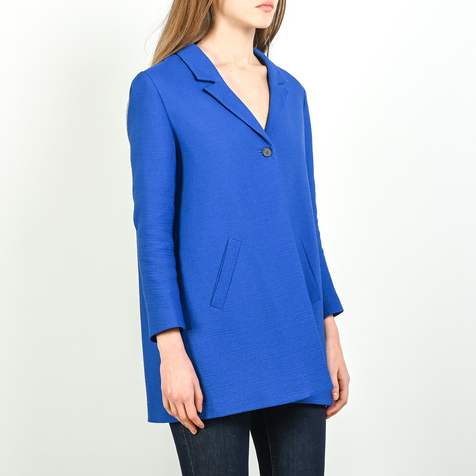 Полупальто синего цвета Maje - фото из каталога магазина брендовой одежды Second Friend Store Полупальто Maje - купить оригинал в секонд-хенде SFS - 3