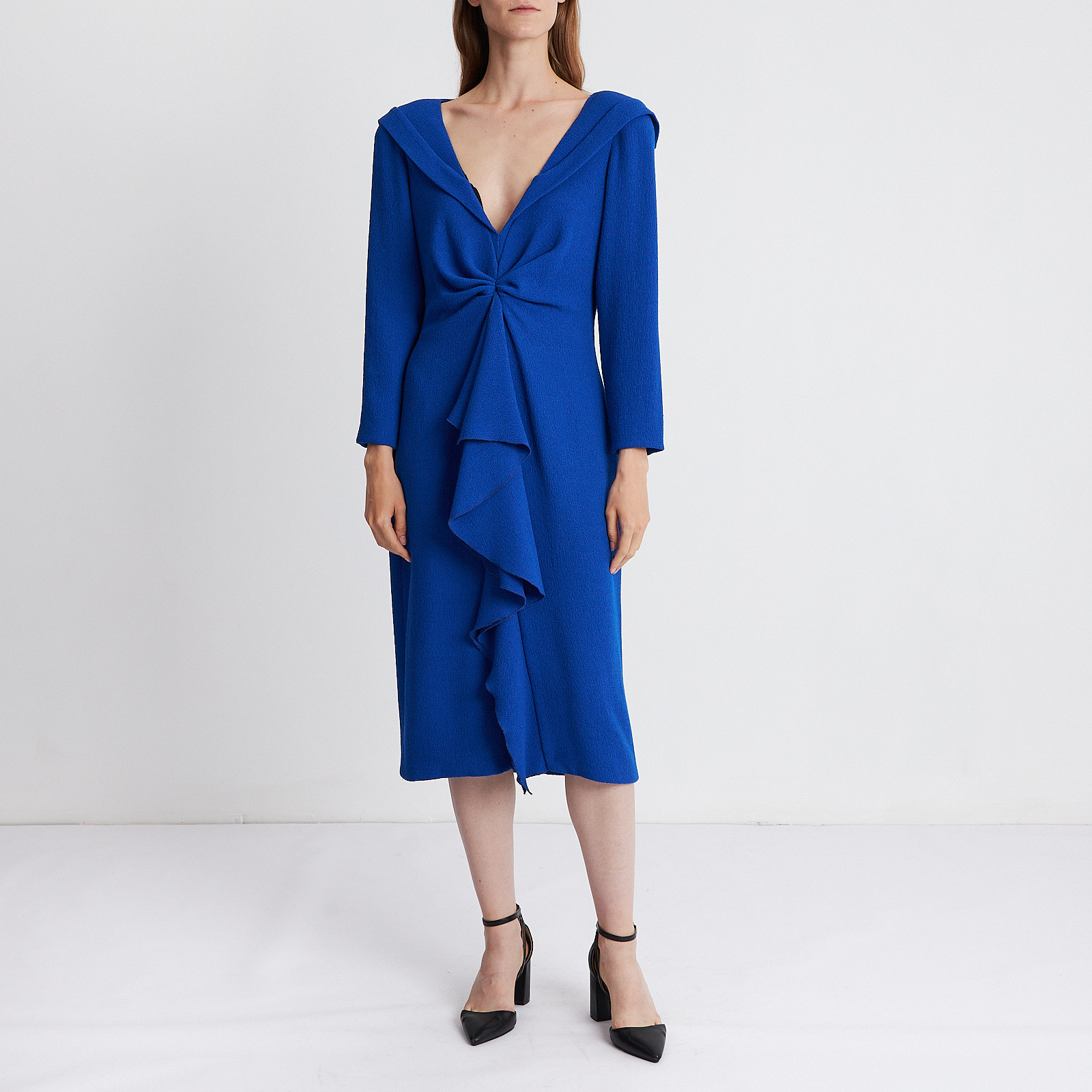 Платье синего цвета Oscar de la Renta - фото из каталога магазина брендовой одежды Second Friend Store Платье Oscar de la Renta - купить оригинал в секонд-хенде SFS - 2