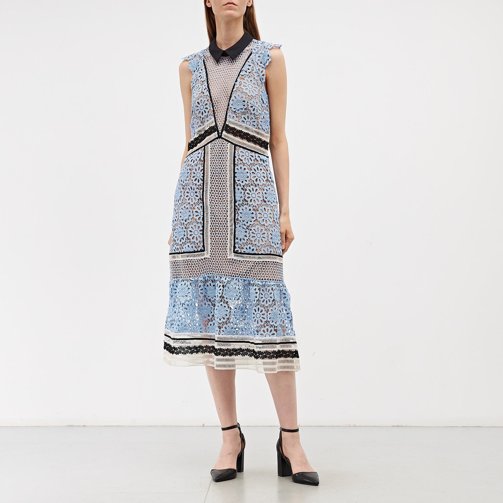 Платье голубого цвета Self-Portrait - фото из каталога магазина брендовой одежды Second Friend Store Платье Self-Portrait - купить оригинал в секонд-хенде SFS - 2