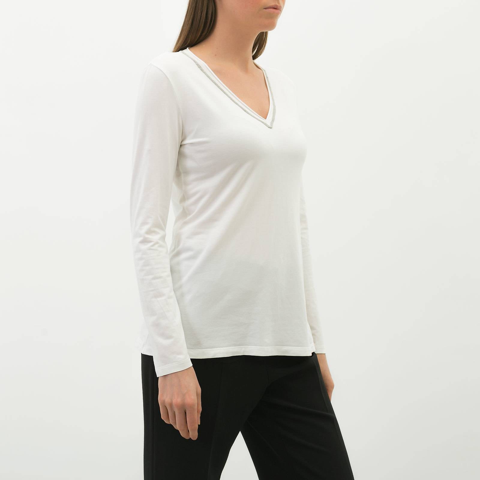 Лонгслив белого цвета Brunello Cucinelli - фото из каталога магазина брендовой одежды Second Friend Store Лонгслив Brunello Cucinelli - купить оригинал в секонд-хенде SFS - 3