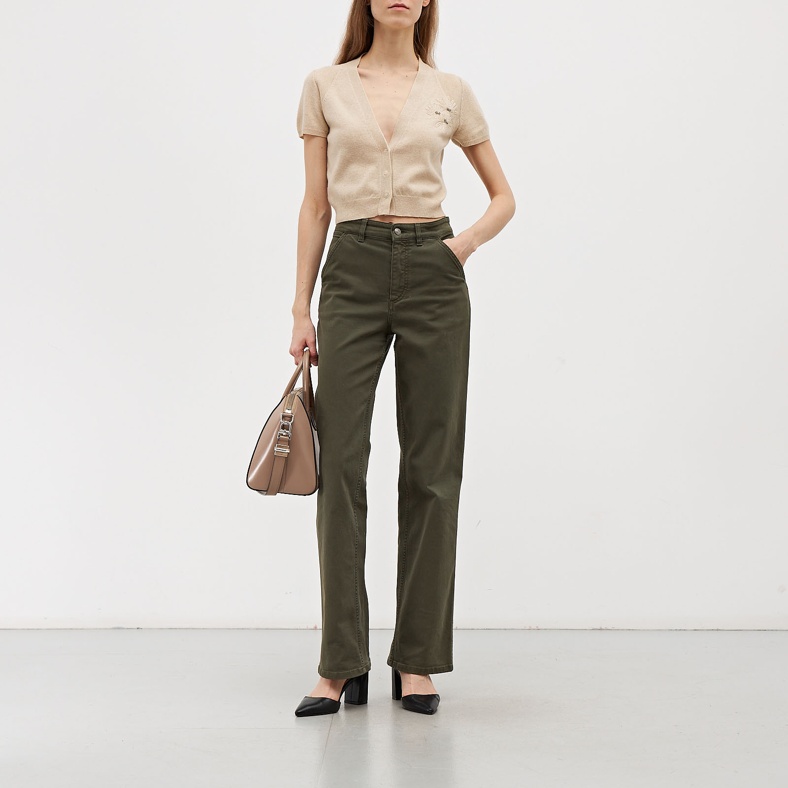 Джинсы зеленого цвета Loro Piana - фото из каталога магазина брендовой одежды Second Friend Store Джинсы Loro Piana - купить оригинал в секонд-хенде SFS - 2