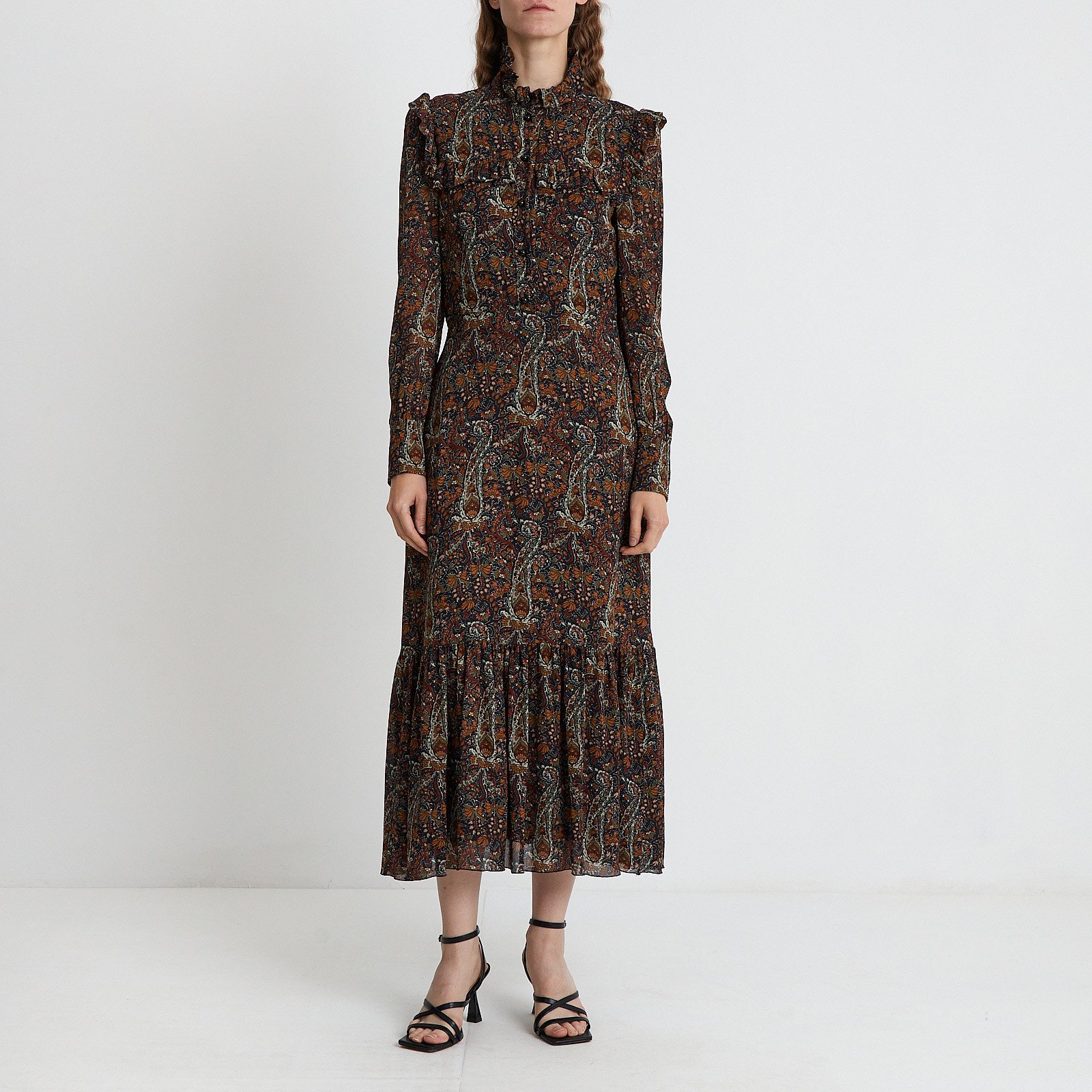 Платье коричневого цвета Saint Laurent - фото из каталога магазина брендовой одежды Second Friend Store Платье Saint Laurent - купить оригинал в секонд-хенде SFS - 1