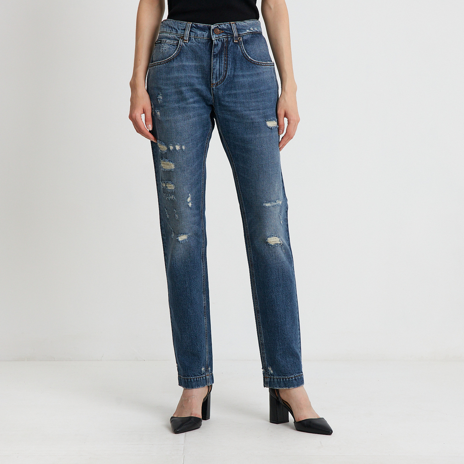 Джинсы синего цвета Dolce&Gabbana - фото из каталога магазина брендовой одежды Second Friend Store Джинсы Dolce&Gabbana - купить оригинал в секонд-хенде SFS - 1