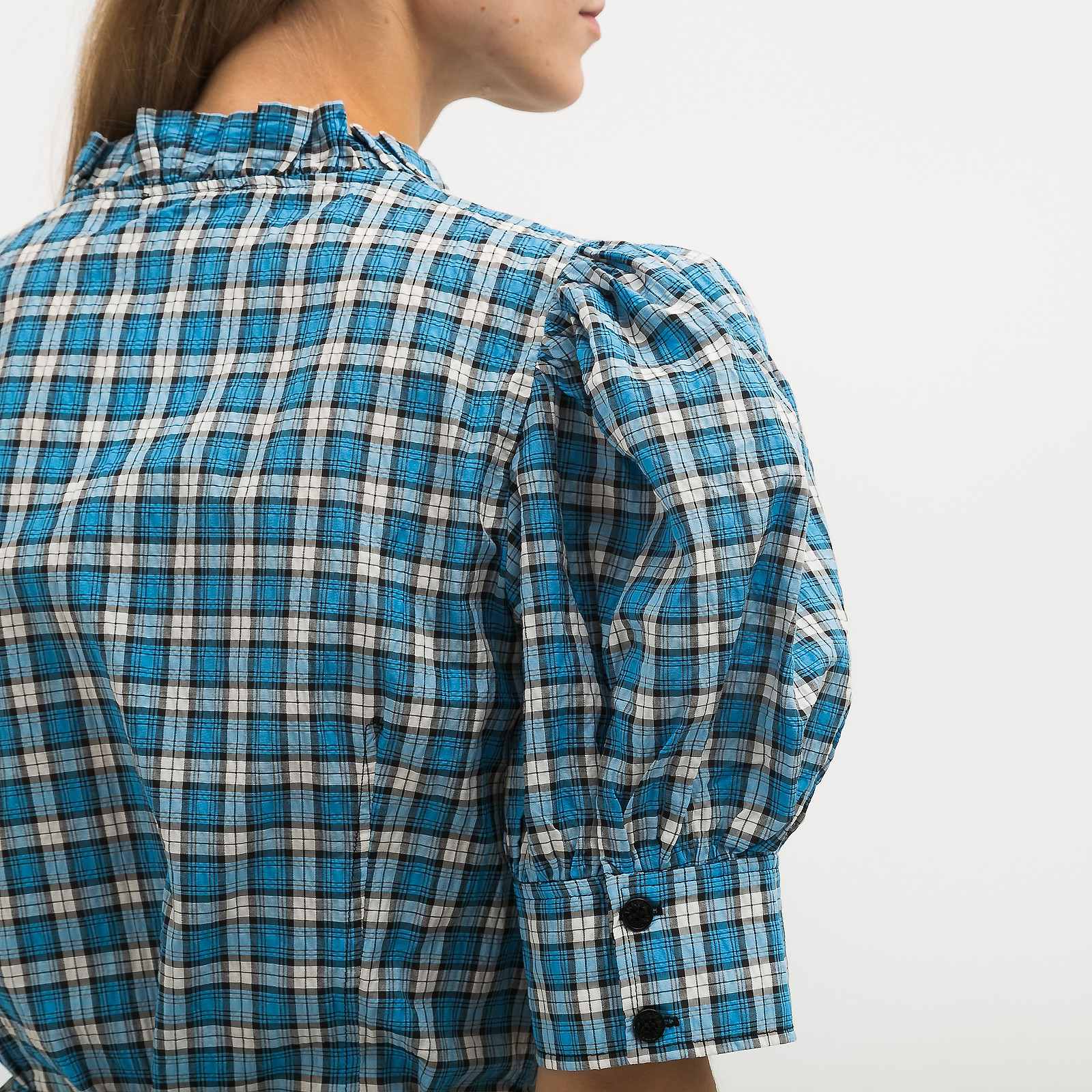 Платье голубого цвета Ganni - фото из каталога магазина брендовой одежды Second Friend Store Платье Ganni - купить оригинал в секонд-хенде SFS - 5