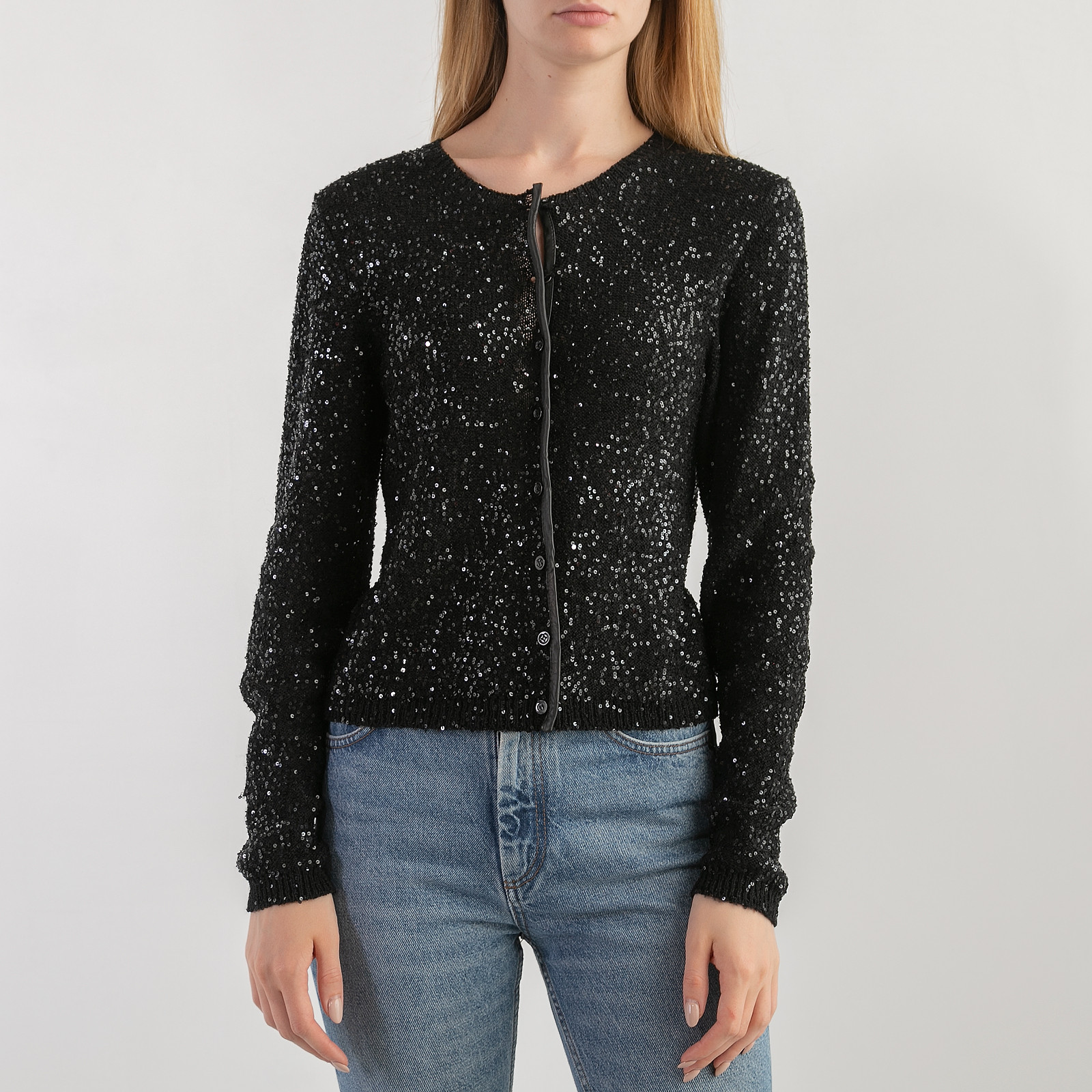 Кардиган черного цвета Moschino - фото из каталога магазина брендовой одежды Second Friend Store Кардиган Moschino - купить оригинал в секонд-хенде SFS - 1