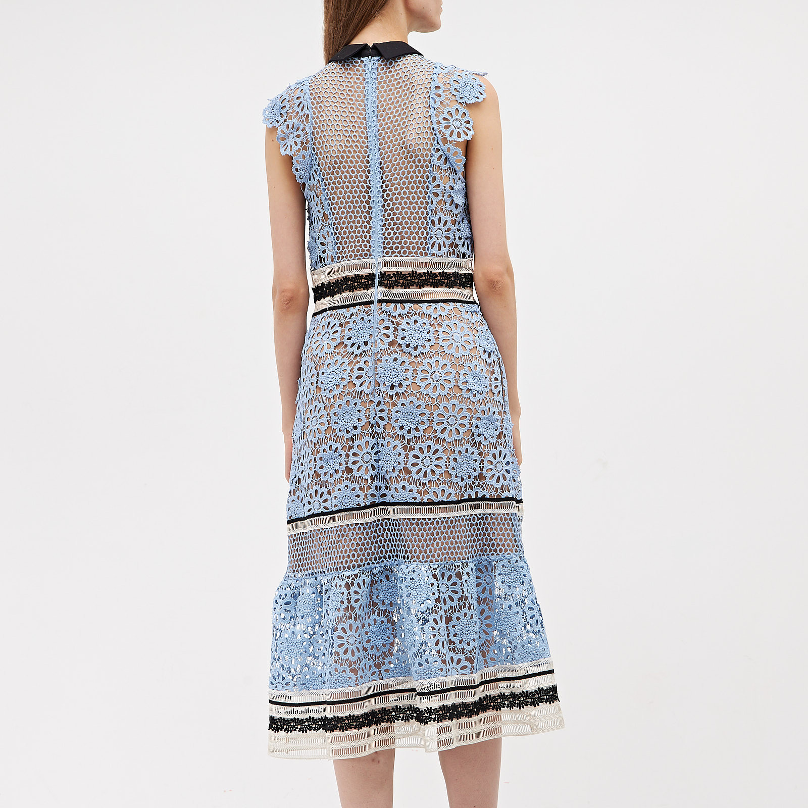 Платье голубого цвета Self-Portrait - фото из каталога магазина брендовой одежды Second Friend Store Платье Self-Portrait - купить оригинал в секонд-хенде SFS - 3